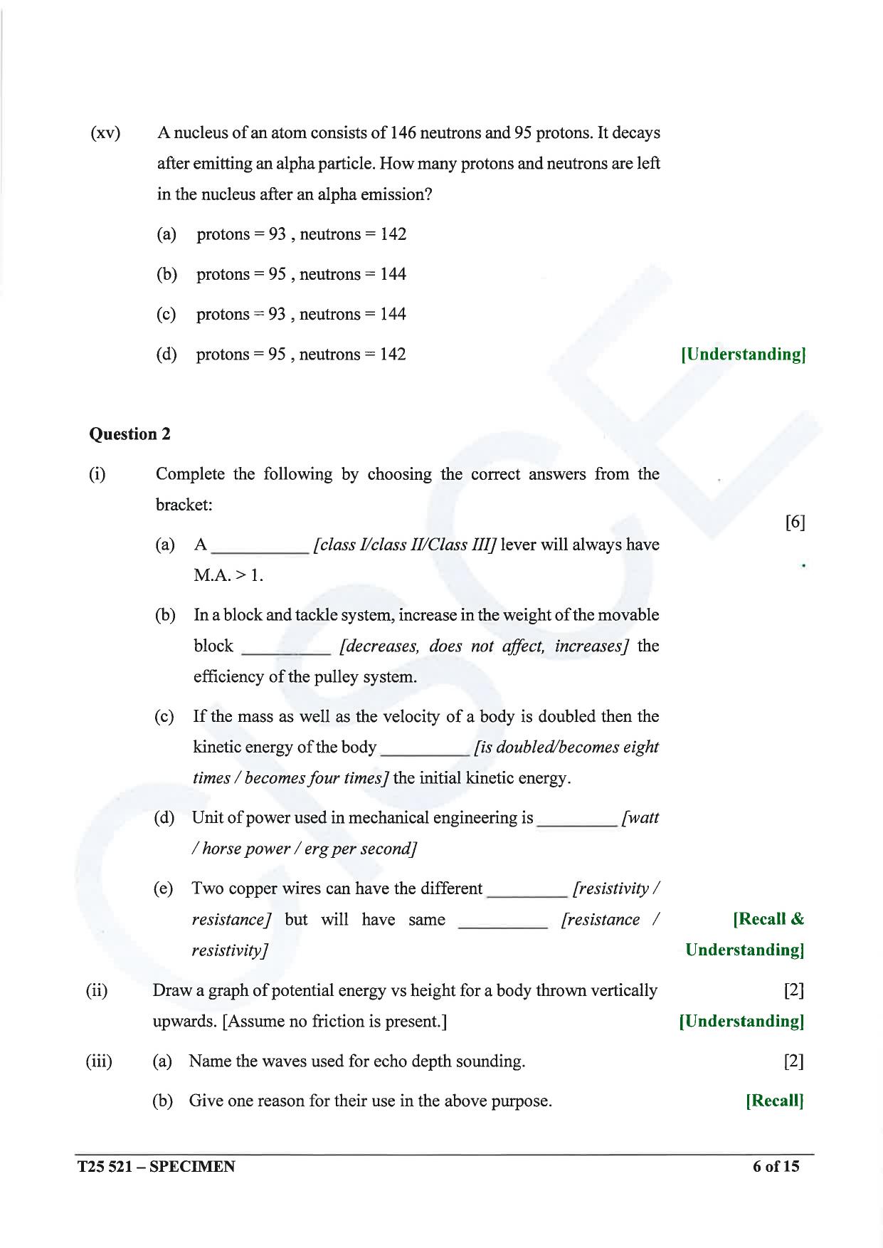ICSE Class 10 2025 Physics (Science Paper 1) (QP & MS) Specimen Paper - Page 6