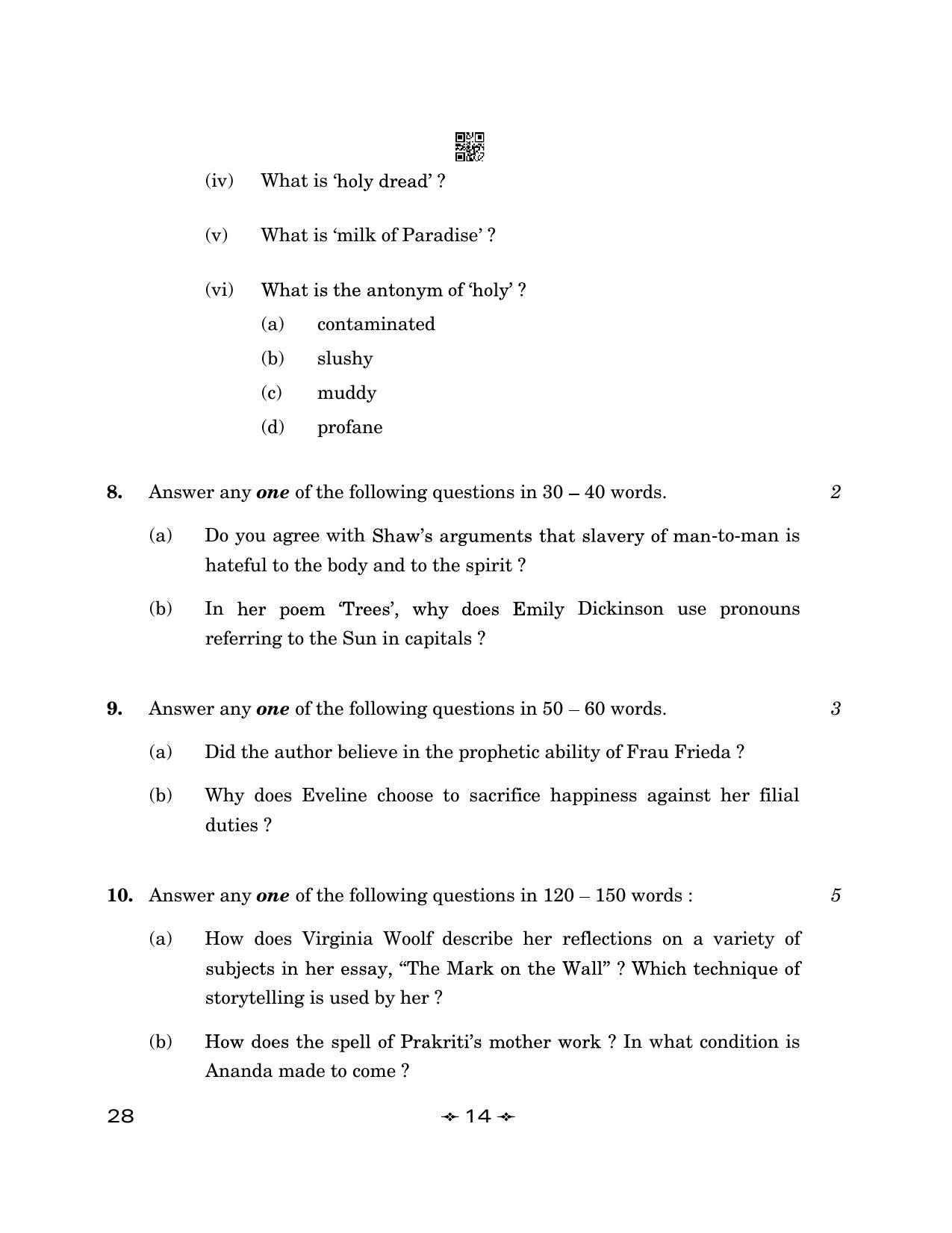 CBSE Class 12 28_English Elective 2023 Question Paper - Page 14