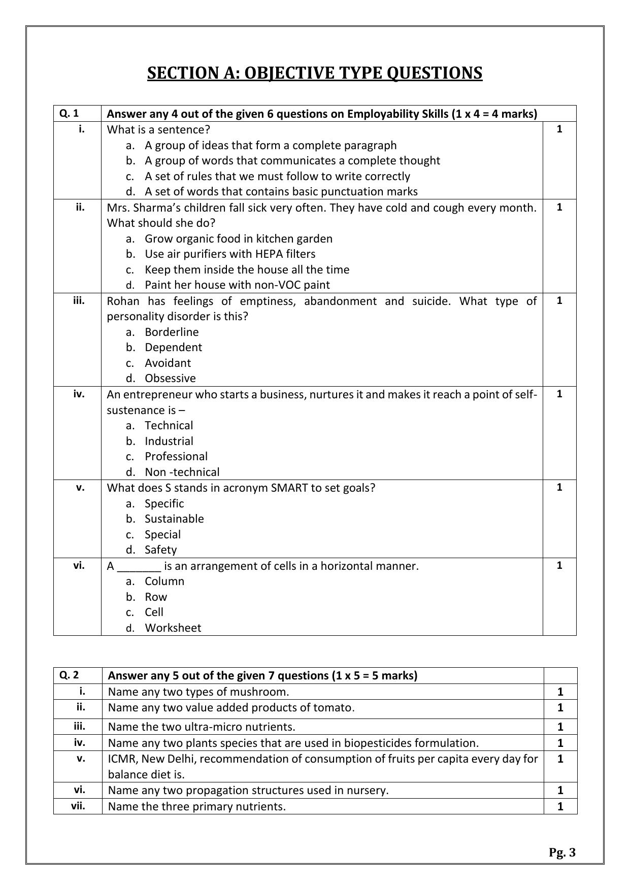 CBSE Class 12 (Skill Education) Agriculture 2024 Sample Paper - Page 3