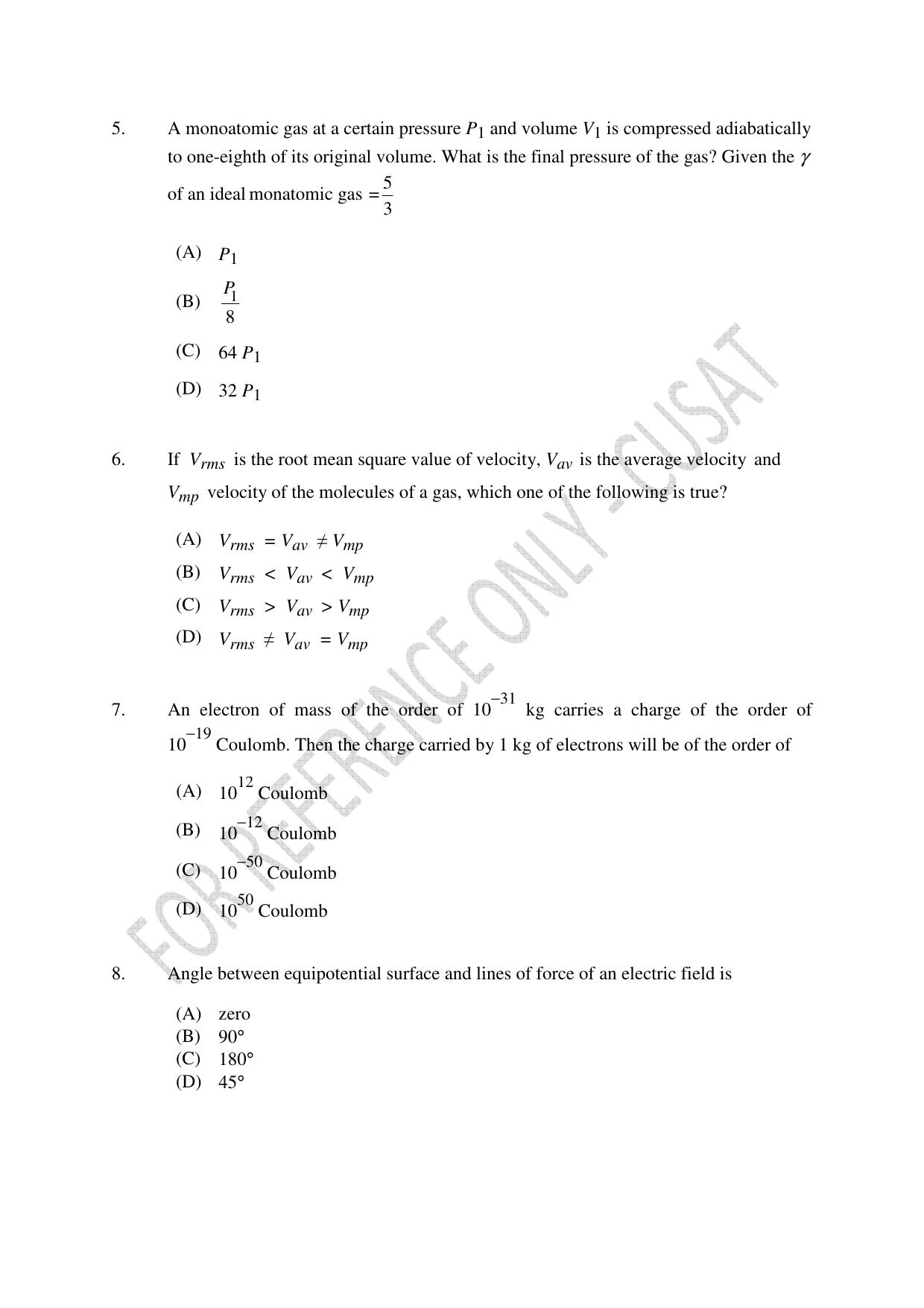 CUSAT CAT 2023 Test For Physics Chemistry Mathematics Shift V Question Paper - Page 2