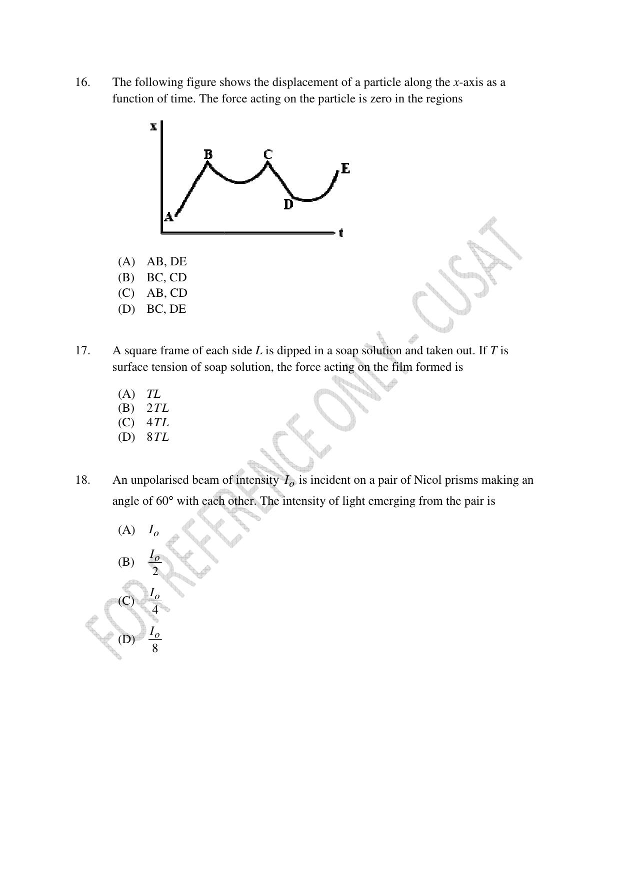CUSAT CAT 2023 Test For Physics Chemistry Mathematics Shift V Question Paper - Page 5