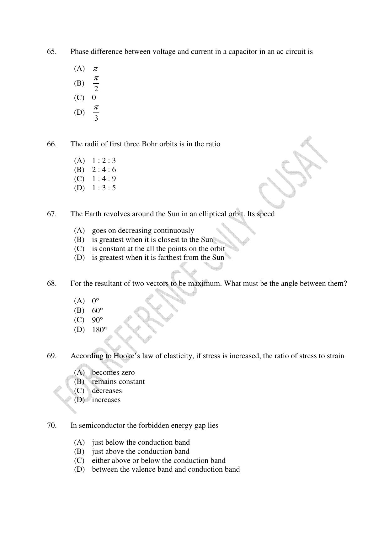 CUSAT CAT 2023 Test For Physics Chemistry Mathematics Shift V Question Paper - Page 16