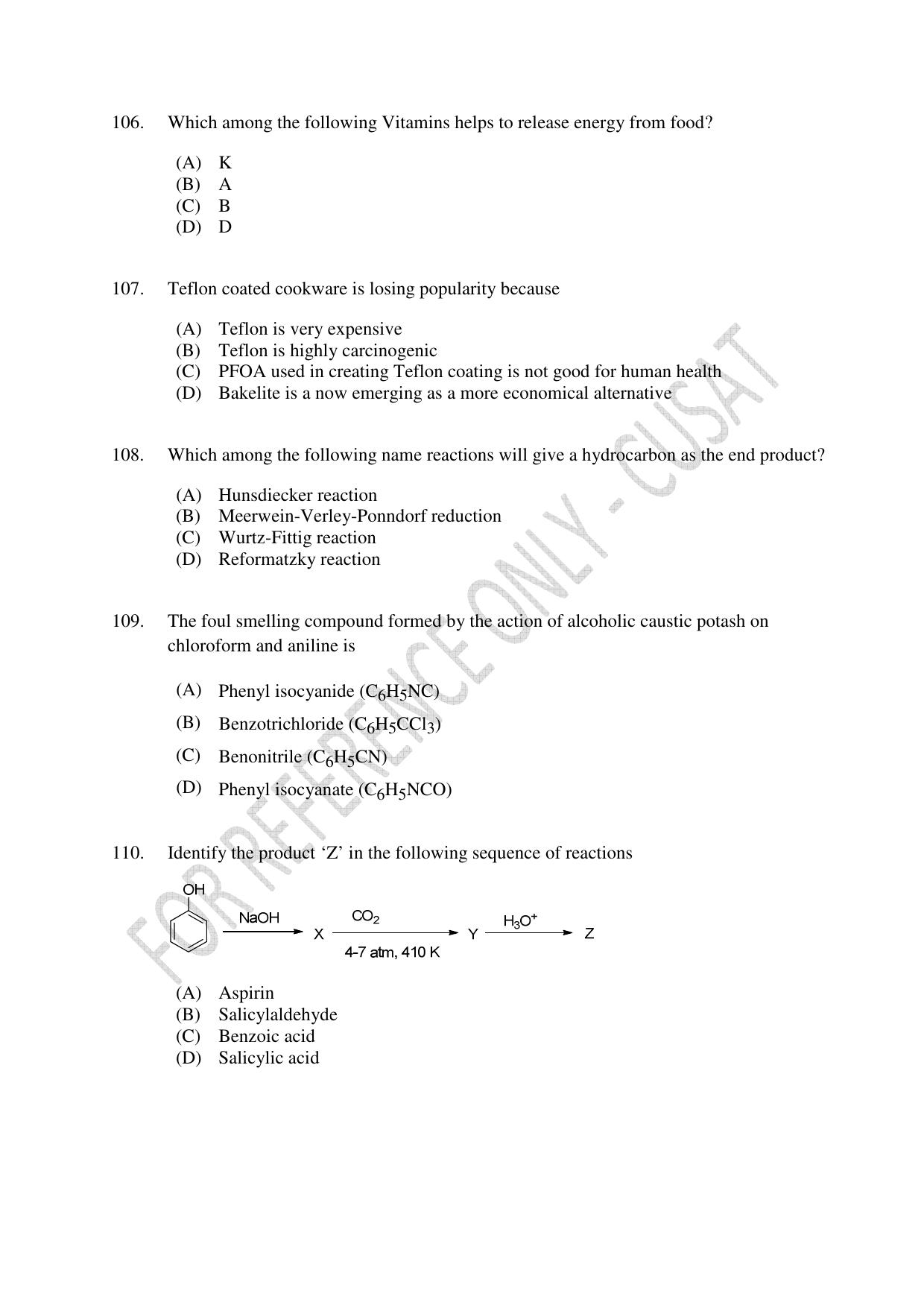 CUSAT CAT 2023 Test For Physics Chemistry Mathematics Shift V Question Paper - Page 25