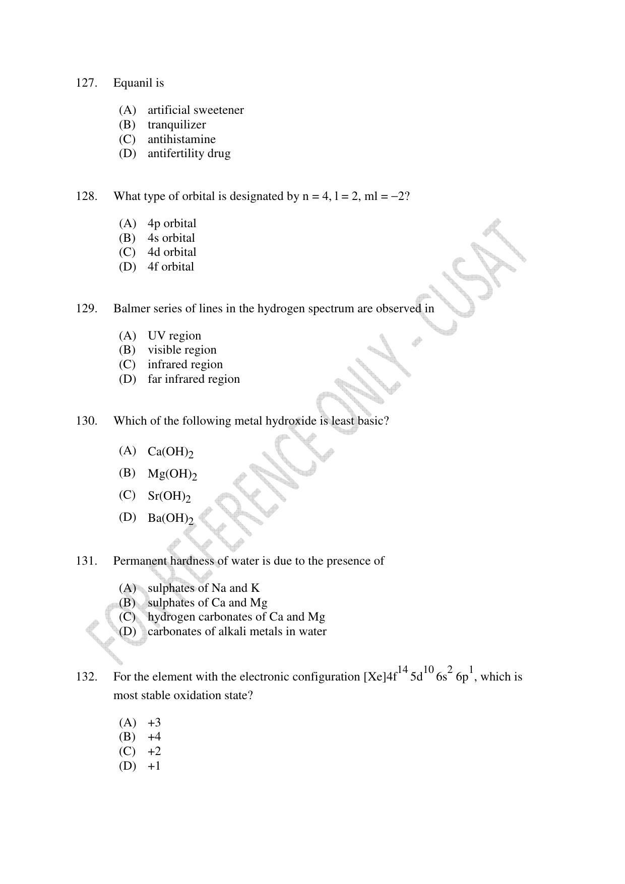CUSAT CAT 2023 Test For Physics Chemistry Mathematics Shift V Question Paper - Page 29
