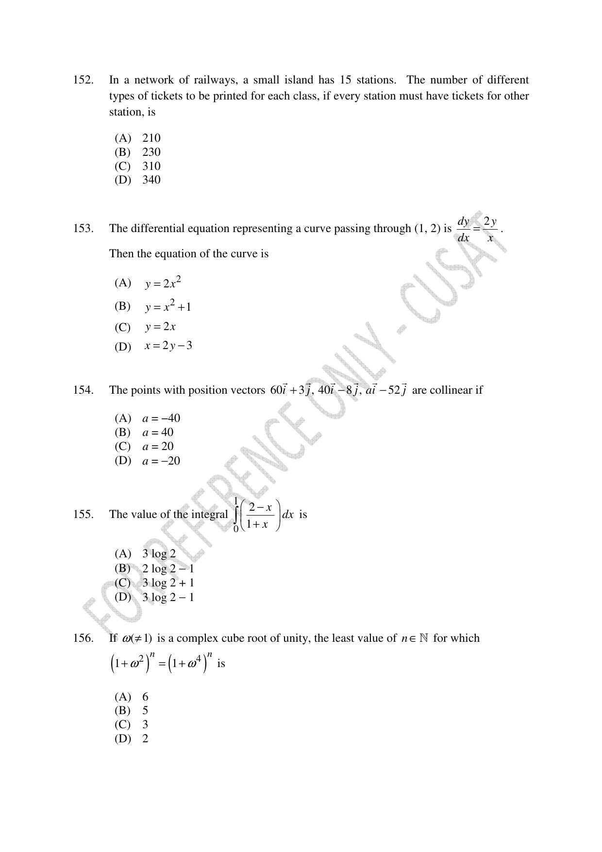 CUSAT CAT 2023 Test For Physics Chemistry Mathematics Shift V Question Paper - Page 35