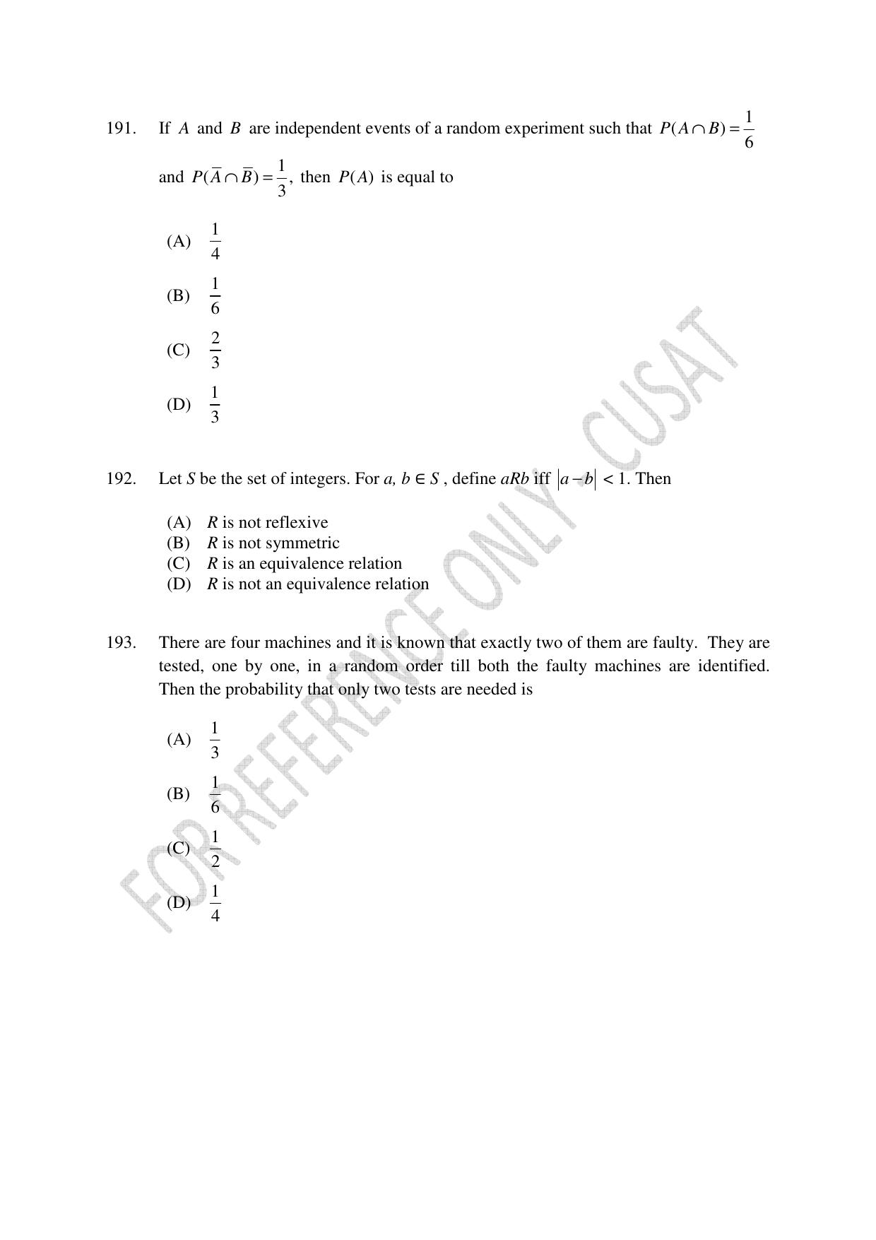 CUSAT CAT 2023 Test For Physics Chemistry Mathematics Shift V Question Paper - Page 45