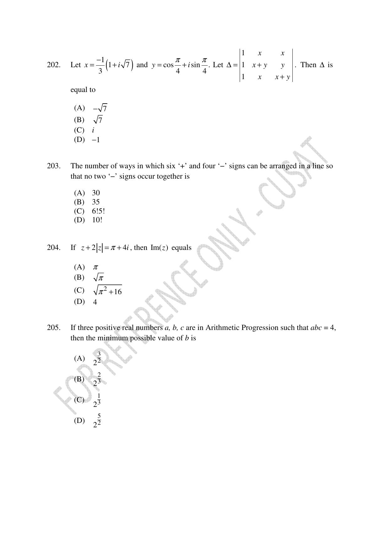 CUSAT CAT 2023 Test For Physics Chemistry Mathematics Shift V Question Paper - Page 48