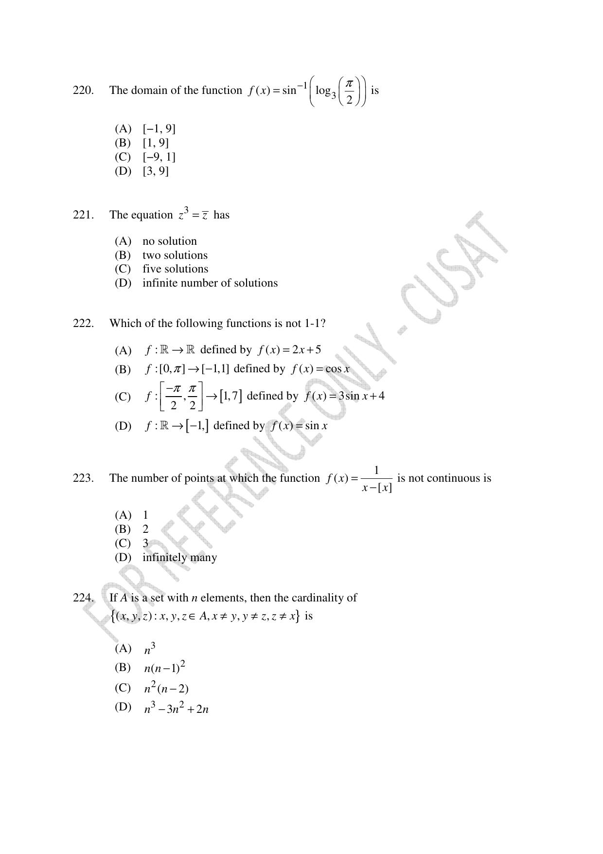 CUSAT CAT 2023 Test For Physics Chemistry Mathematics Shift V Question Paper - Page 52