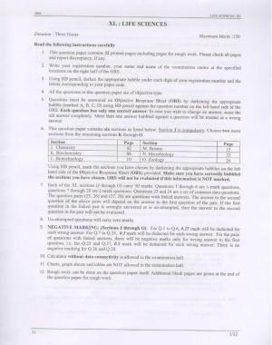 GATE 2008 Life Sciences (XL) Question Paper with Answer Key