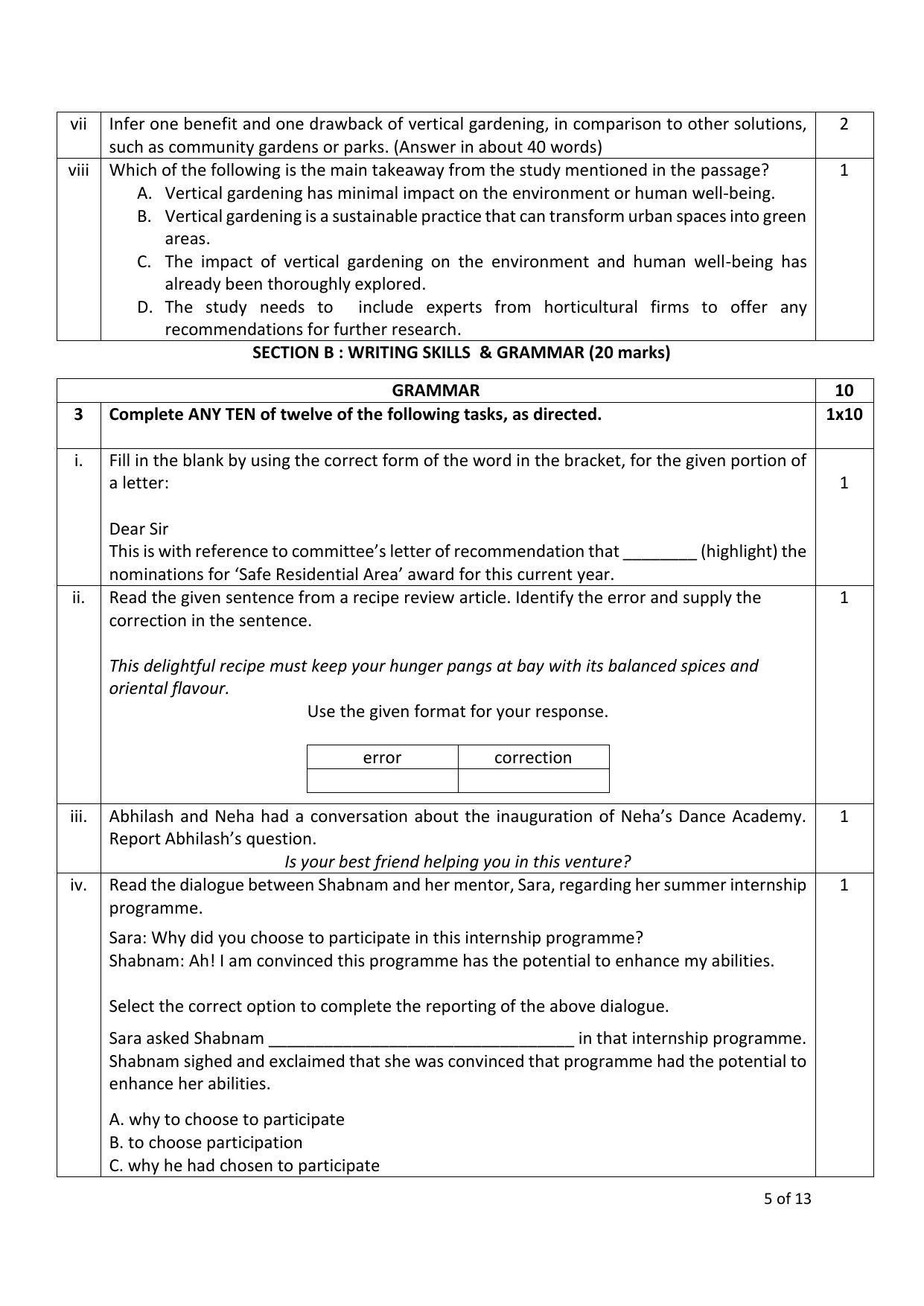 CBSE Class 10 English (Language & Literature) Sample Paper 2024 - Page 5