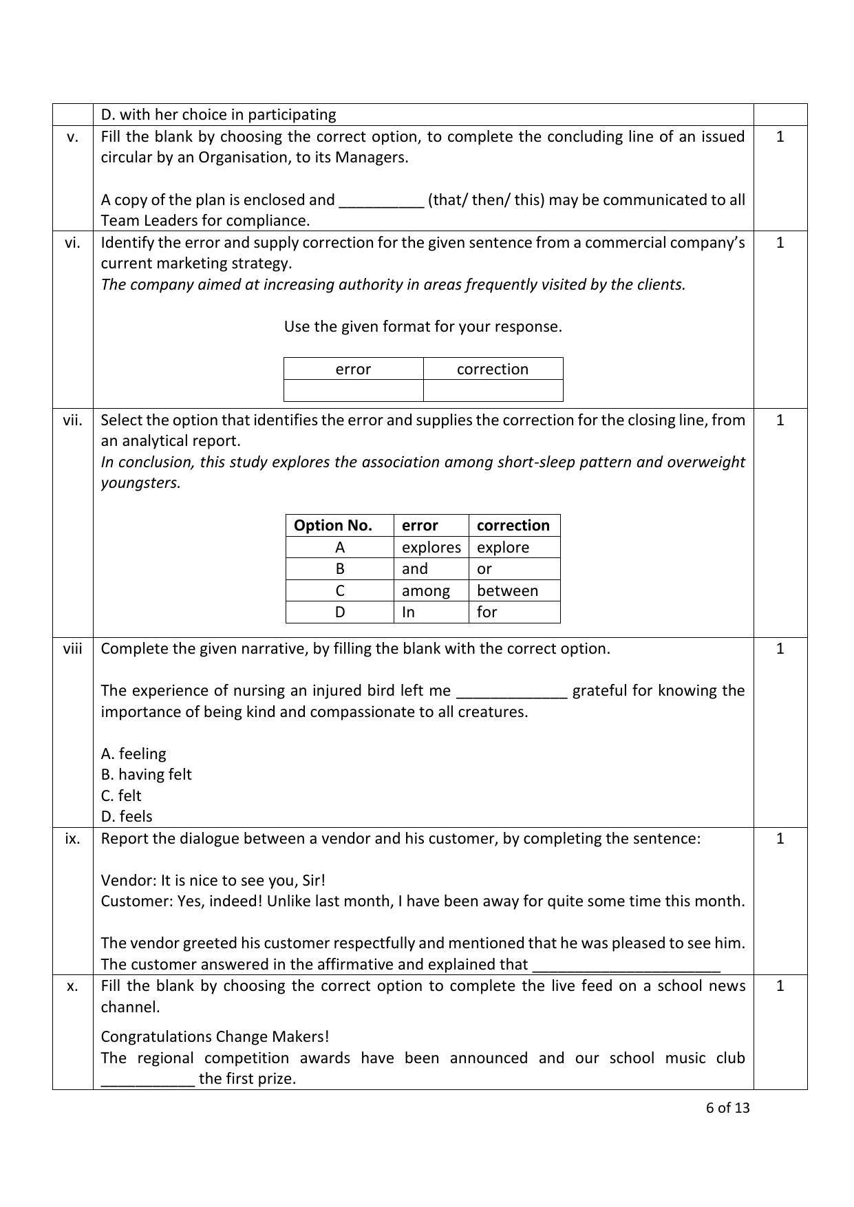 CBSE Class 10 English (Language & Literature) Sample Paper 2024 - Page 6