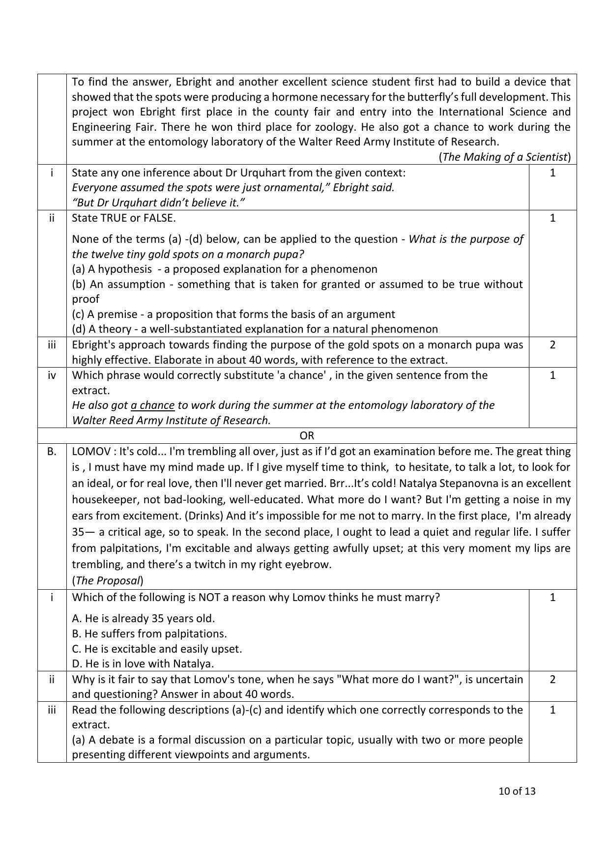 CBSE Class 10 English (Language & Literature) Sample Paper 2024 - Page 10