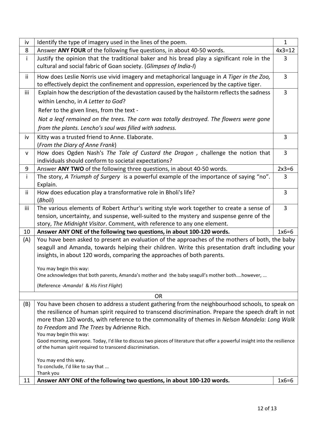 CBSE Class 10 English (Language & Literature) Sample Paper 2024 - Page 12