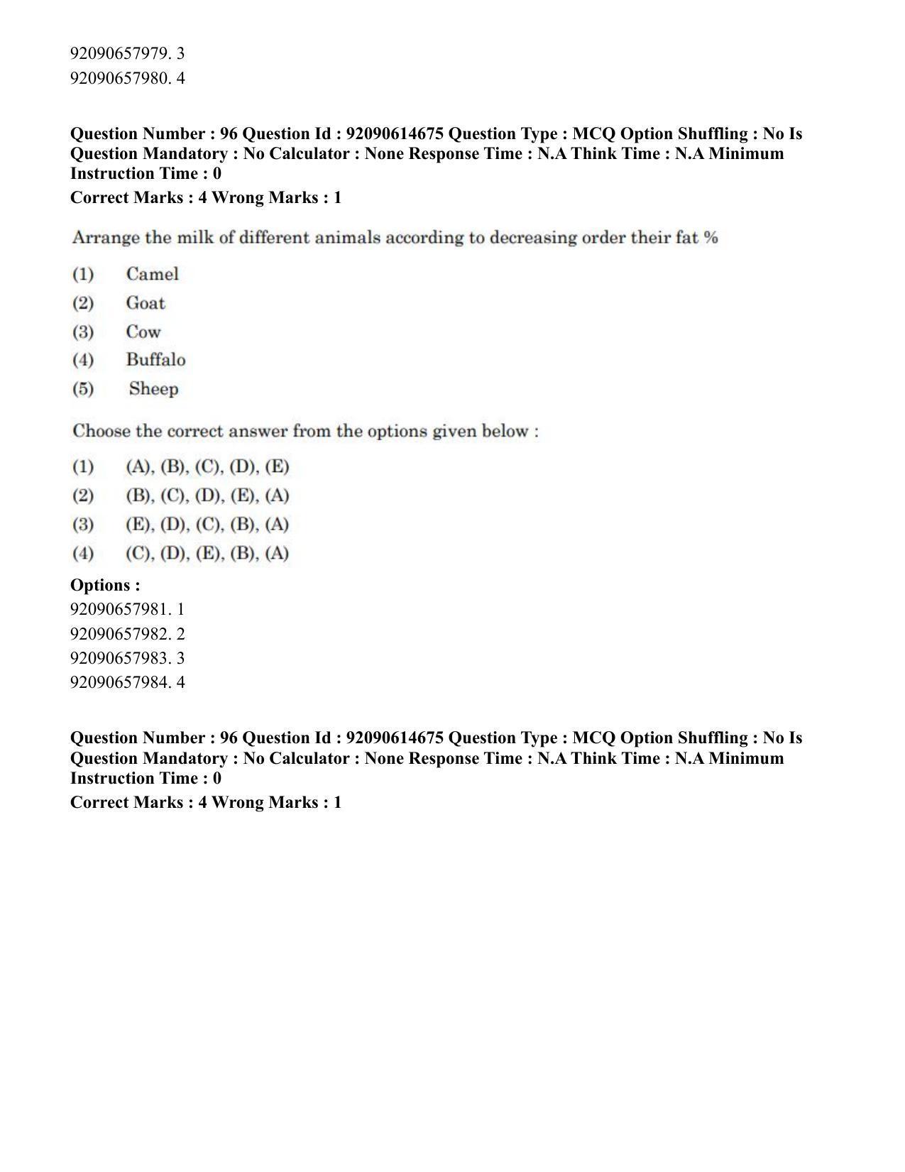 CUET PG 2023: SCQP30 – Animal Science(Poultry)(HINDI)-Shift 2 (12-06-2023) Question Paper - Page 98