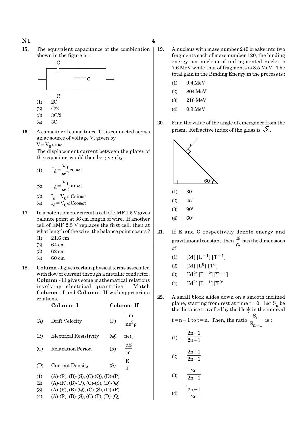 NEET N1 2021 Question Paper - Page 4