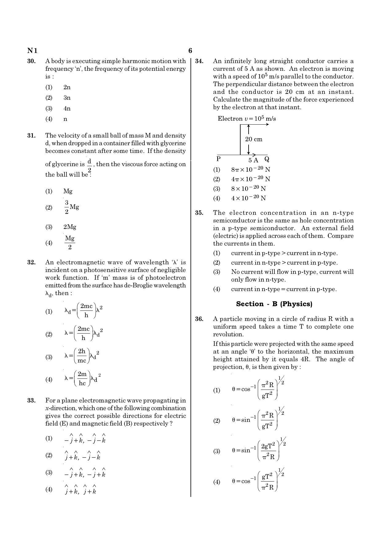 NEET N1 2021 Question Paper - Page 6