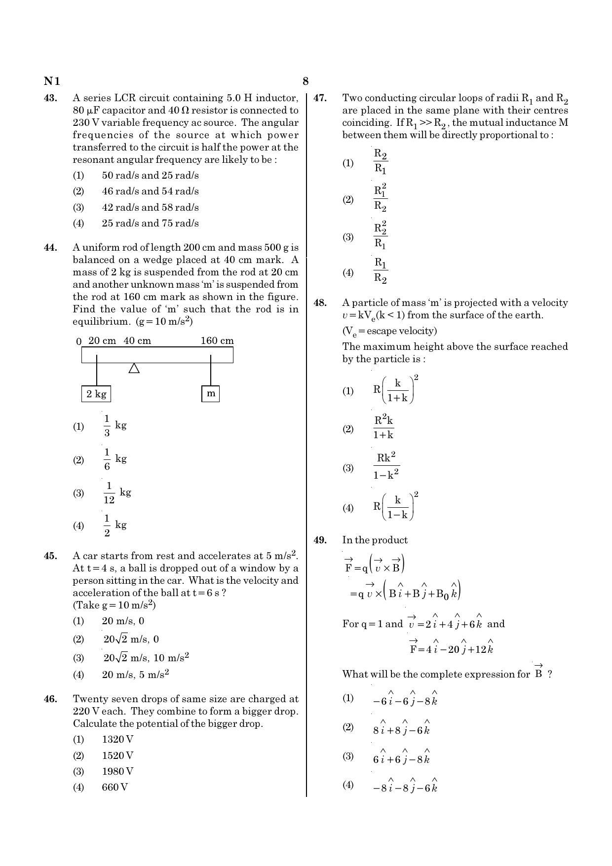 NEET N1 2021 Question Paper - Page 8