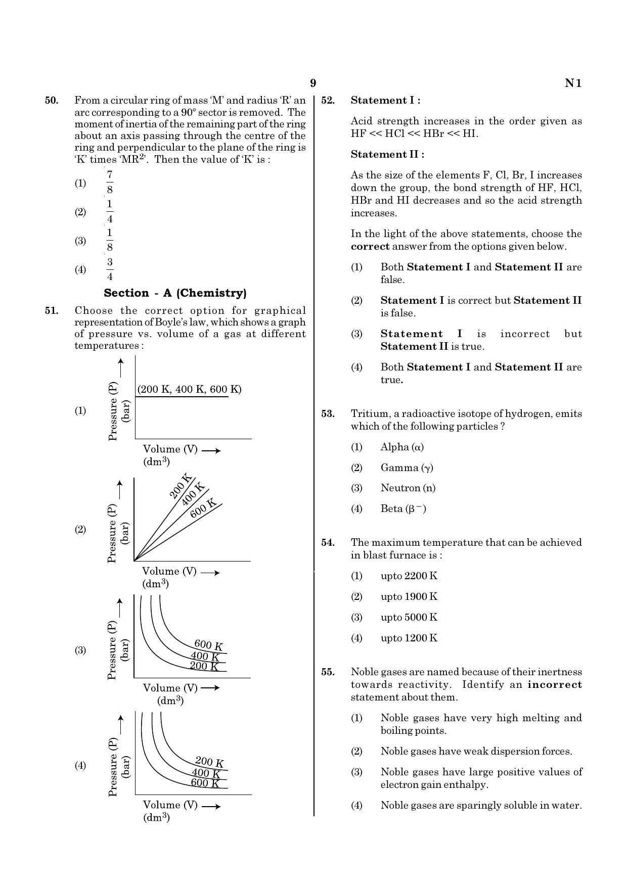 NEET N1 2021 Question Paper - Page 9