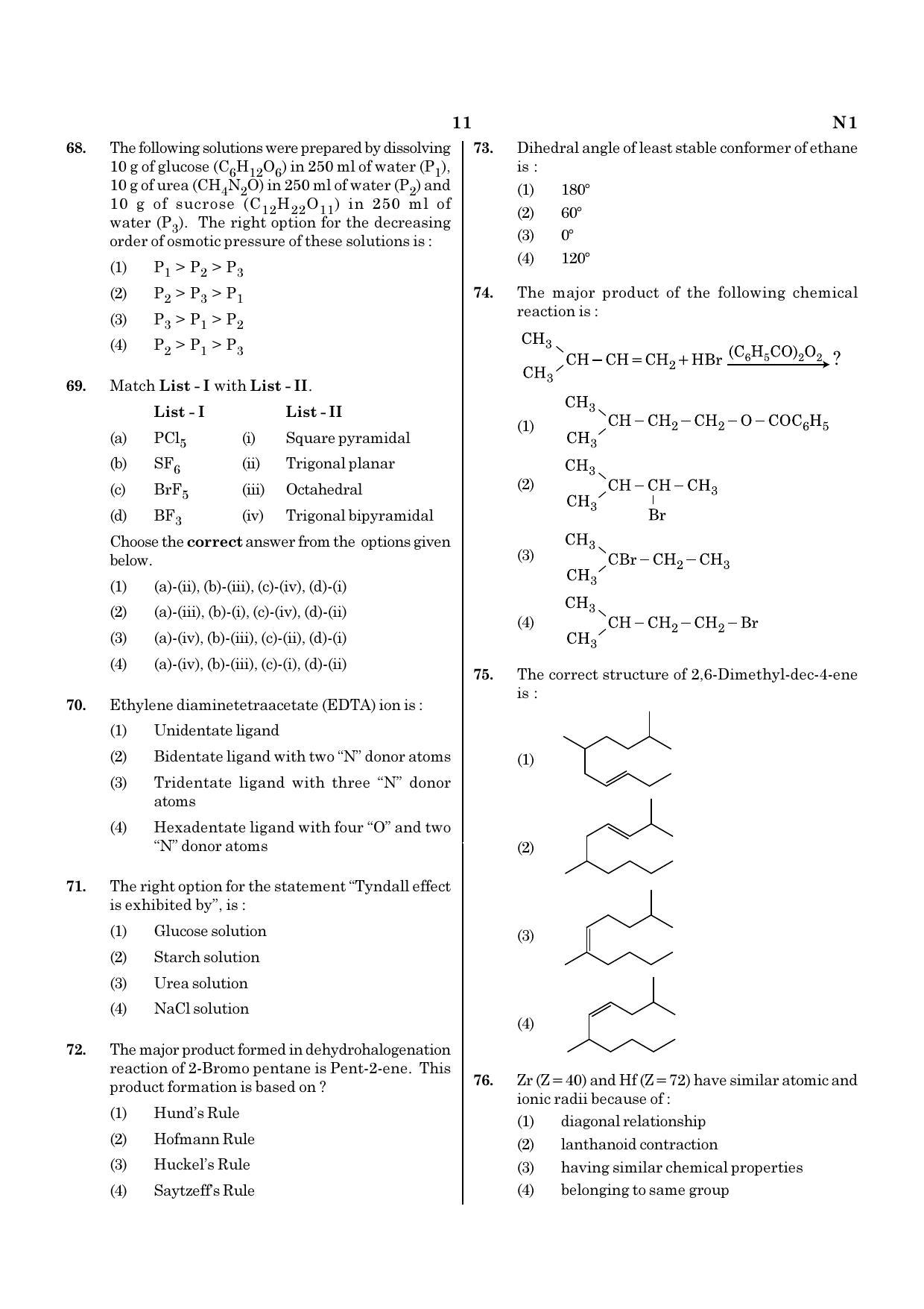 NEET N1 2021 Question Paper - Page 11