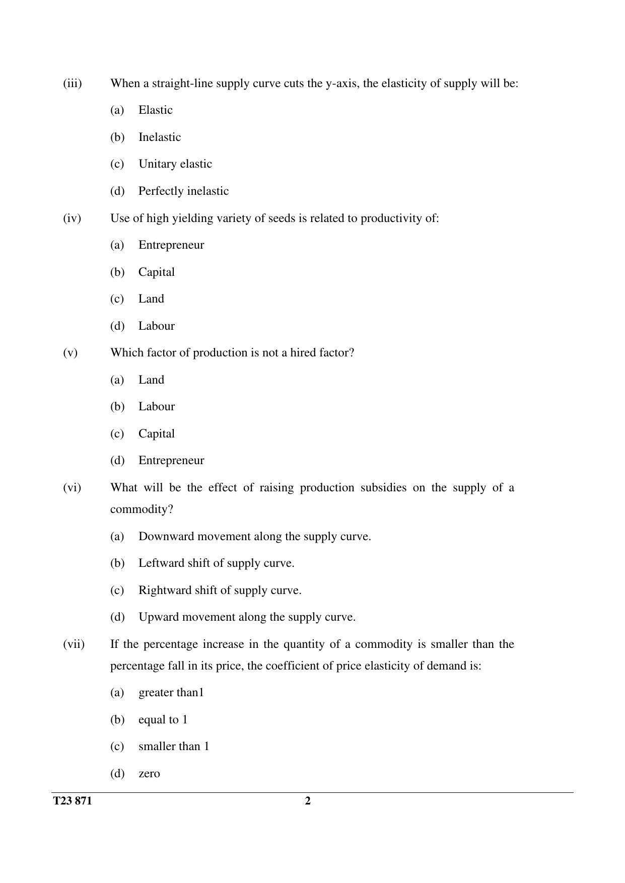 ICSE Class 10 ECONOMIC APPLICATIONS 2023 Question Paper - Page 2