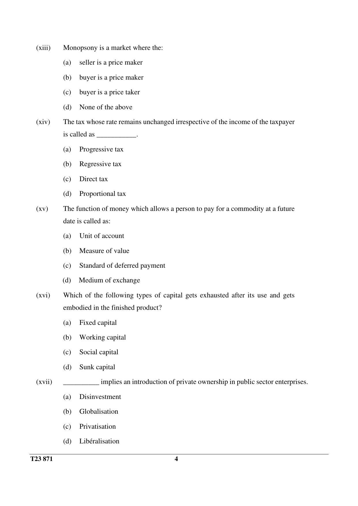 ICSE Class 10 ECONOMIC APPLICATIONS 2023 Question Paper - Page 4