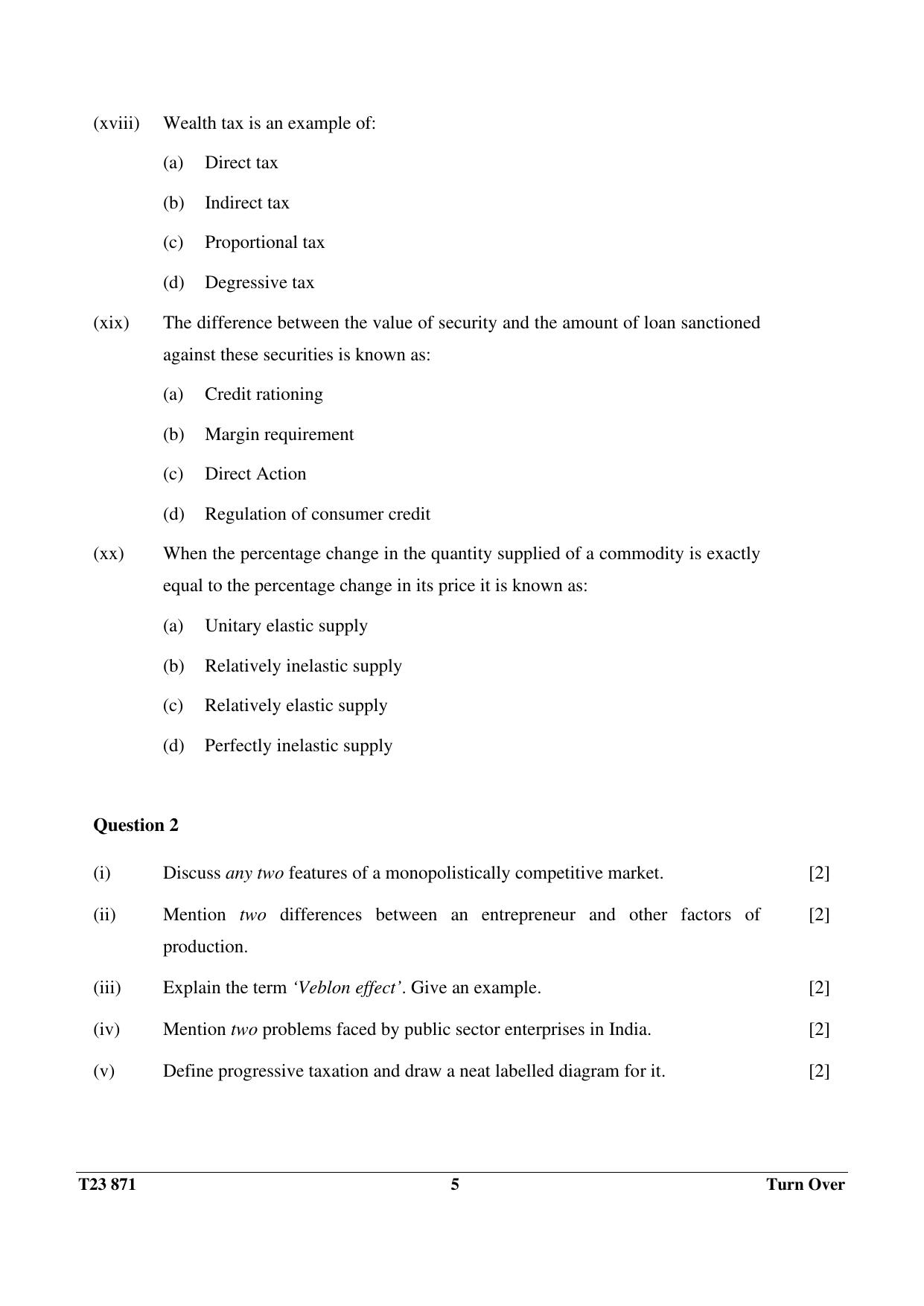 ICSE Class 10 ECONOMIC APPLICATIONS 2023 Question Paper - Page 5