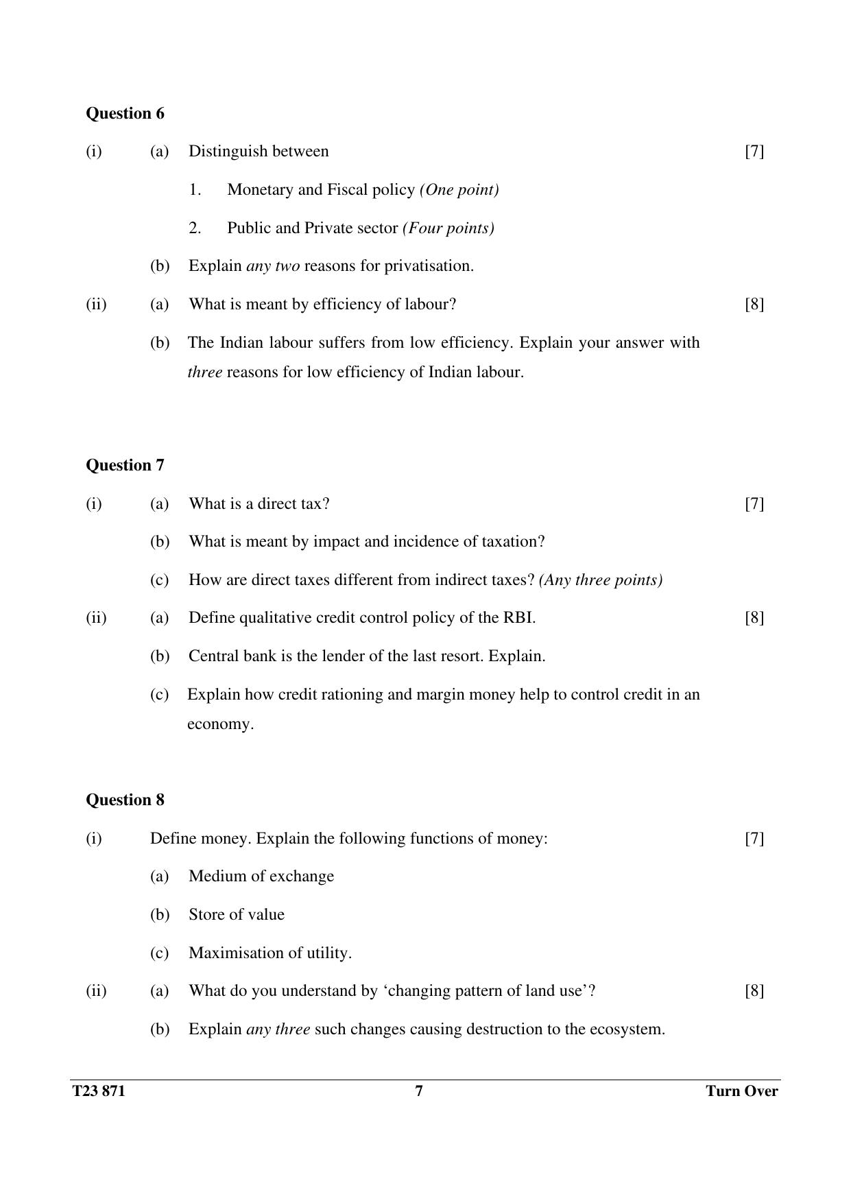 ICSE Class 10 ECONOMIC APPLICATIONS 2023 Question Paper - Page 7