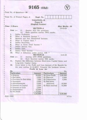 AP Inter 2nd Year Taxation-II (old) March-2020-Vocational Question Paper