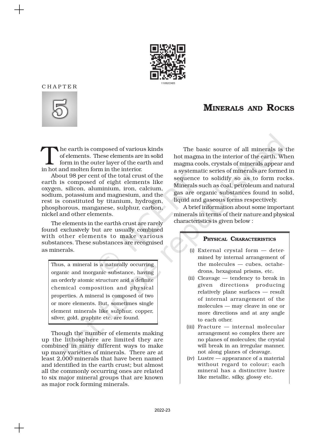 NCERT Book for Class 11 Geography (Part-I) Chapter 5 Minerals and Rocks - Page 2