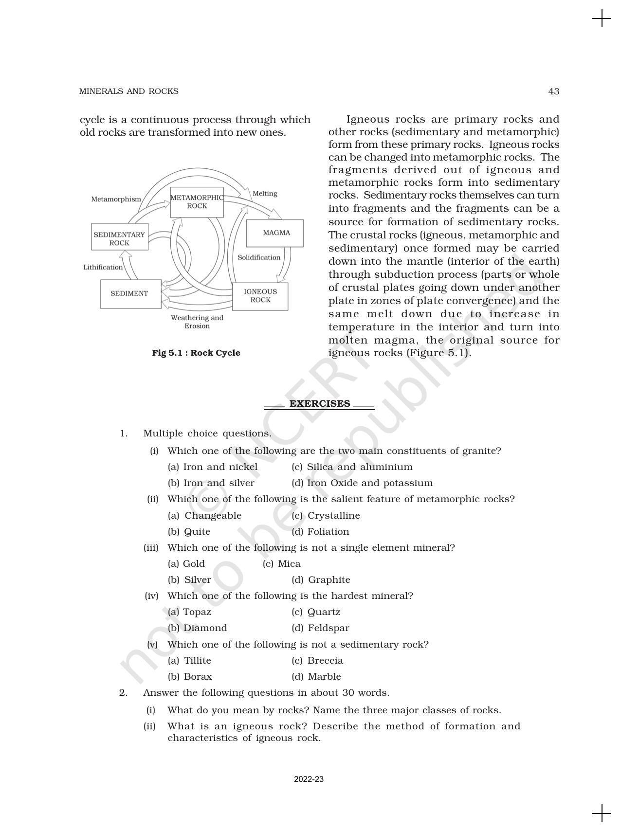 NCERT Book for Class 11 Geography (Part-I) Chapter 5 Minerals and Rocks - Page 5