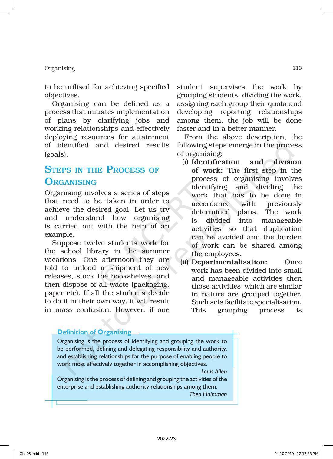 NCERT Book for Class 12 Business Studies Chapter 5 Organising - Page 3