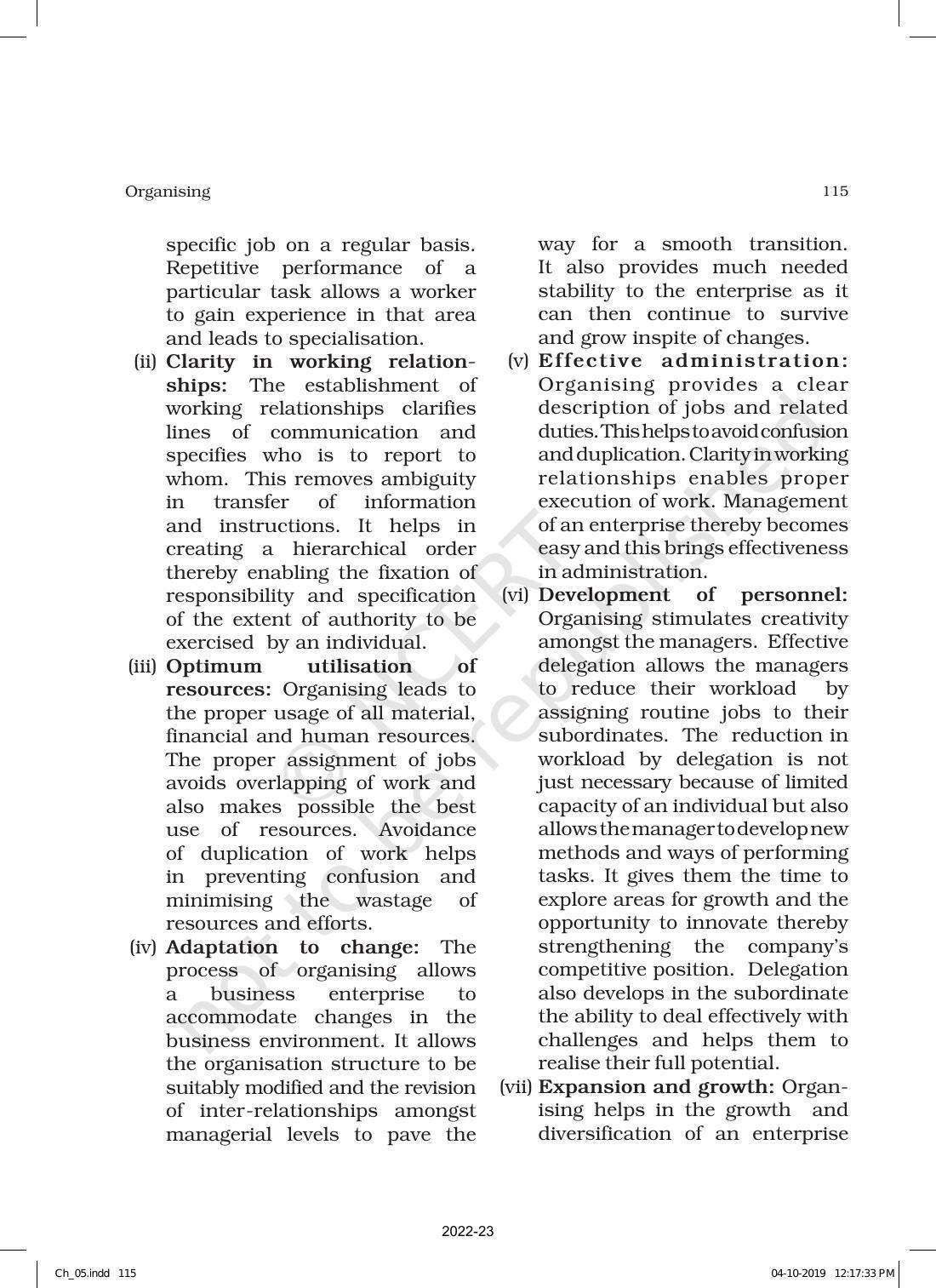 NCERT Book for Class 12 Business Studies Chapter 5 Organising - Page 5