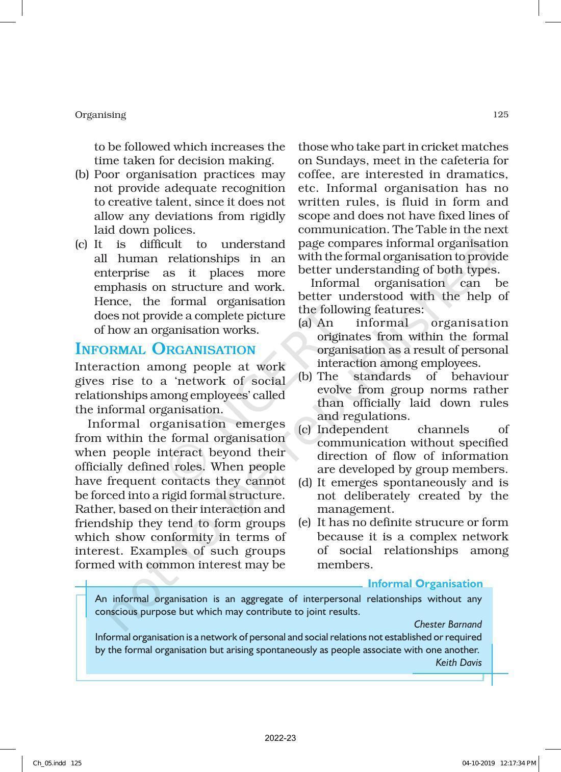 NCERT Book for Class 12 Business Studies Chapter 5 Organising - Page 15