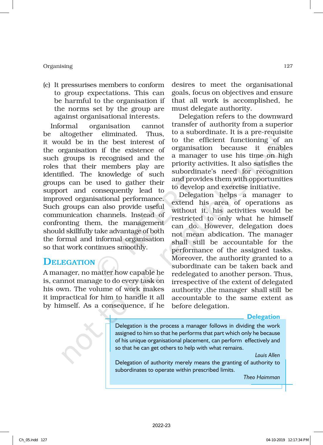 NCERT Book for Class 12 Business Studies Chapter 5 Organising - Page 17