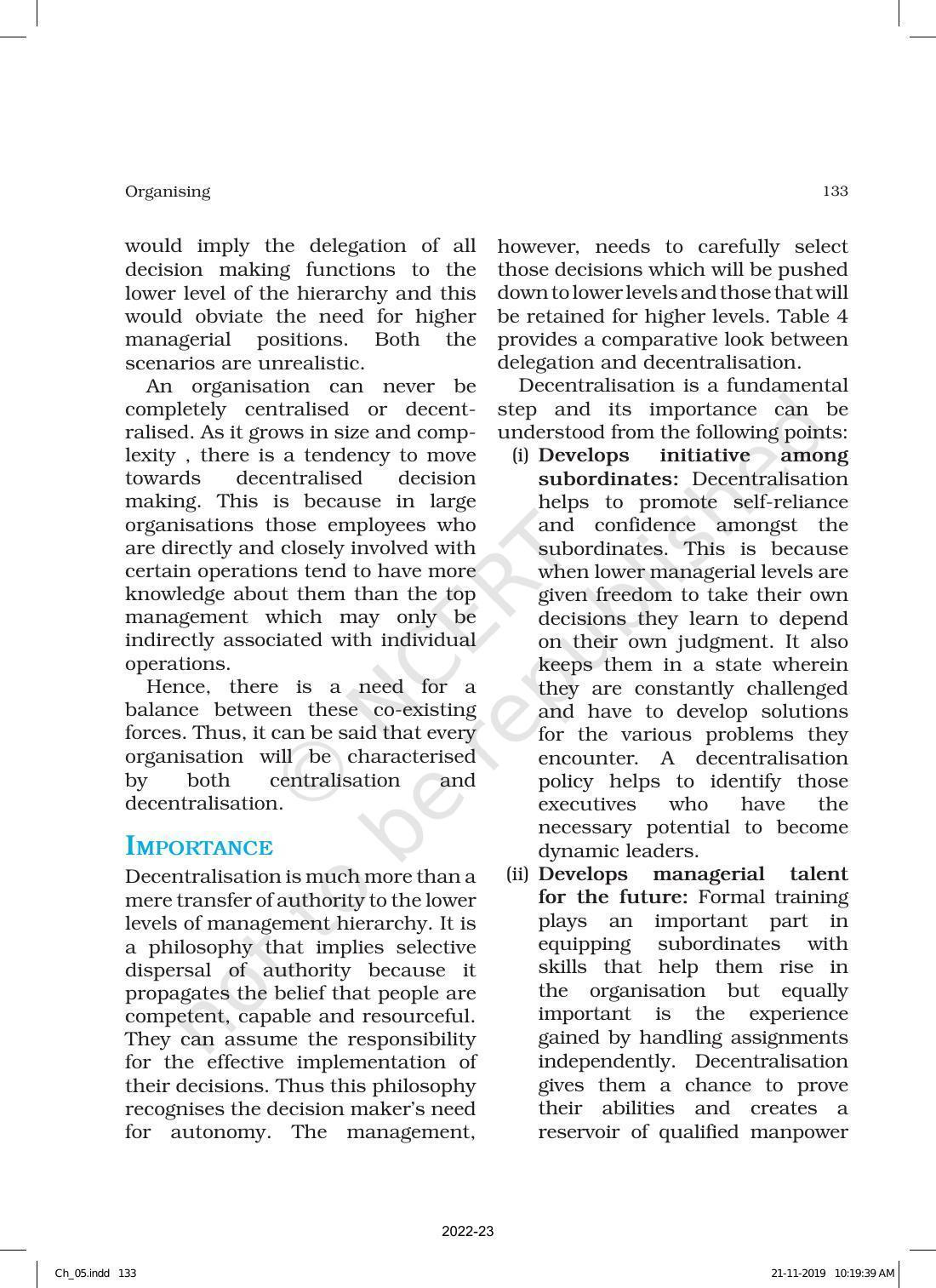 NCERT Book for Class 12 Business Studies Chapter 5 Organising - Page 23