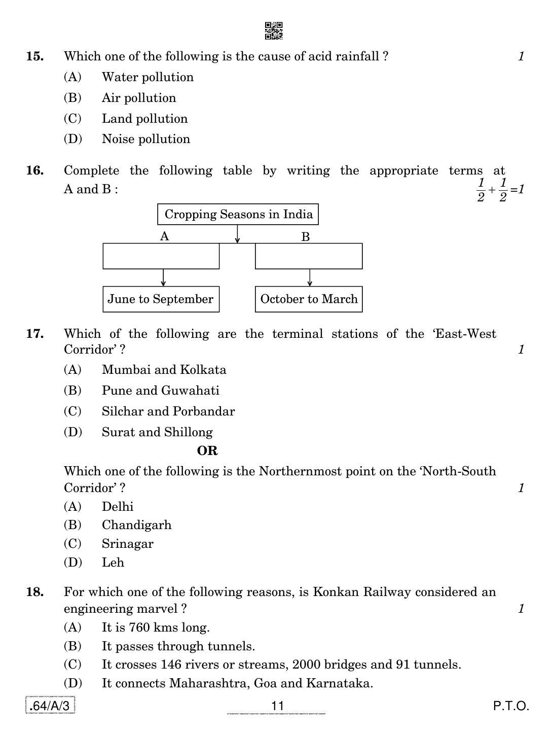 CBSE Class 12 64-C-3 - Geography 2020 Compartment Question Paper - Page 11