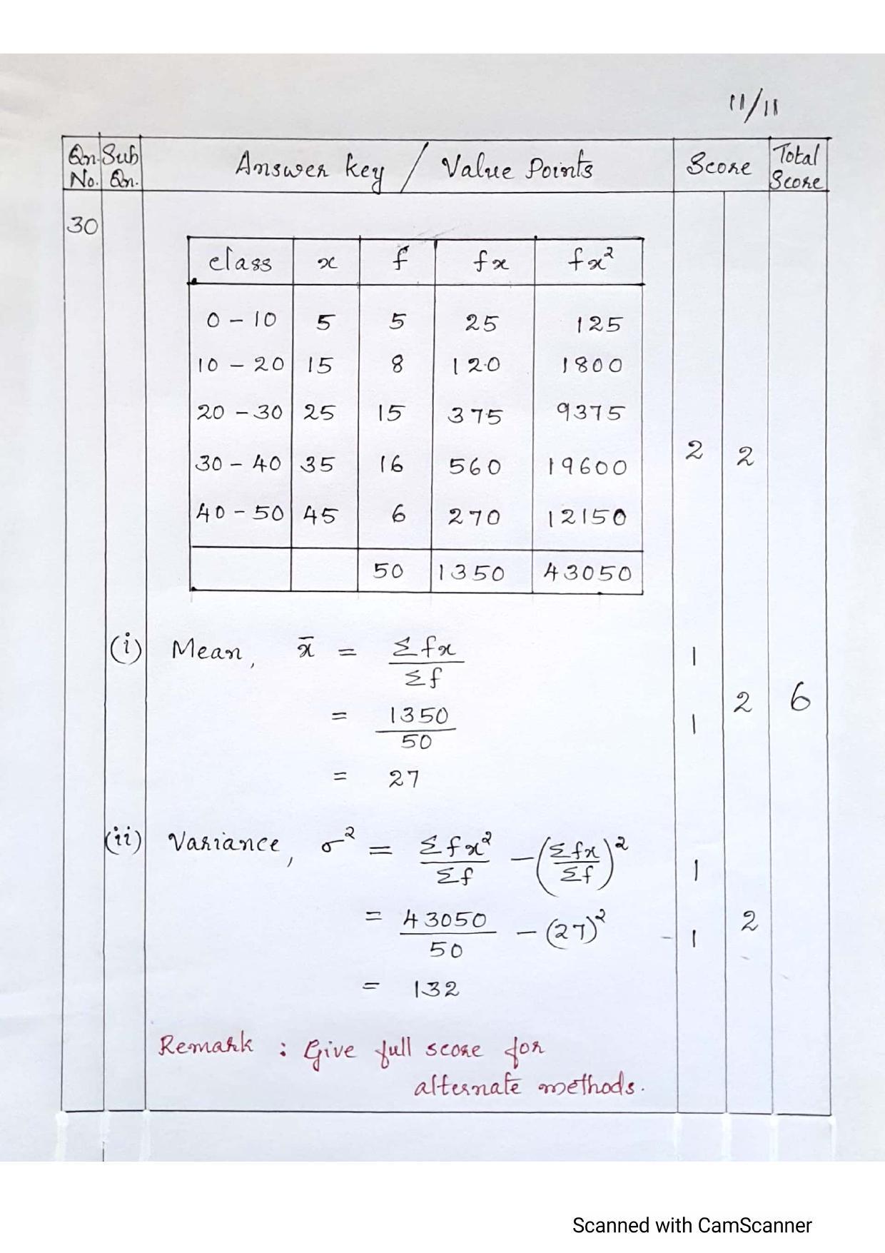 Kerala Plus One 2021 Maths (Commerce) Answer Key - Page 11