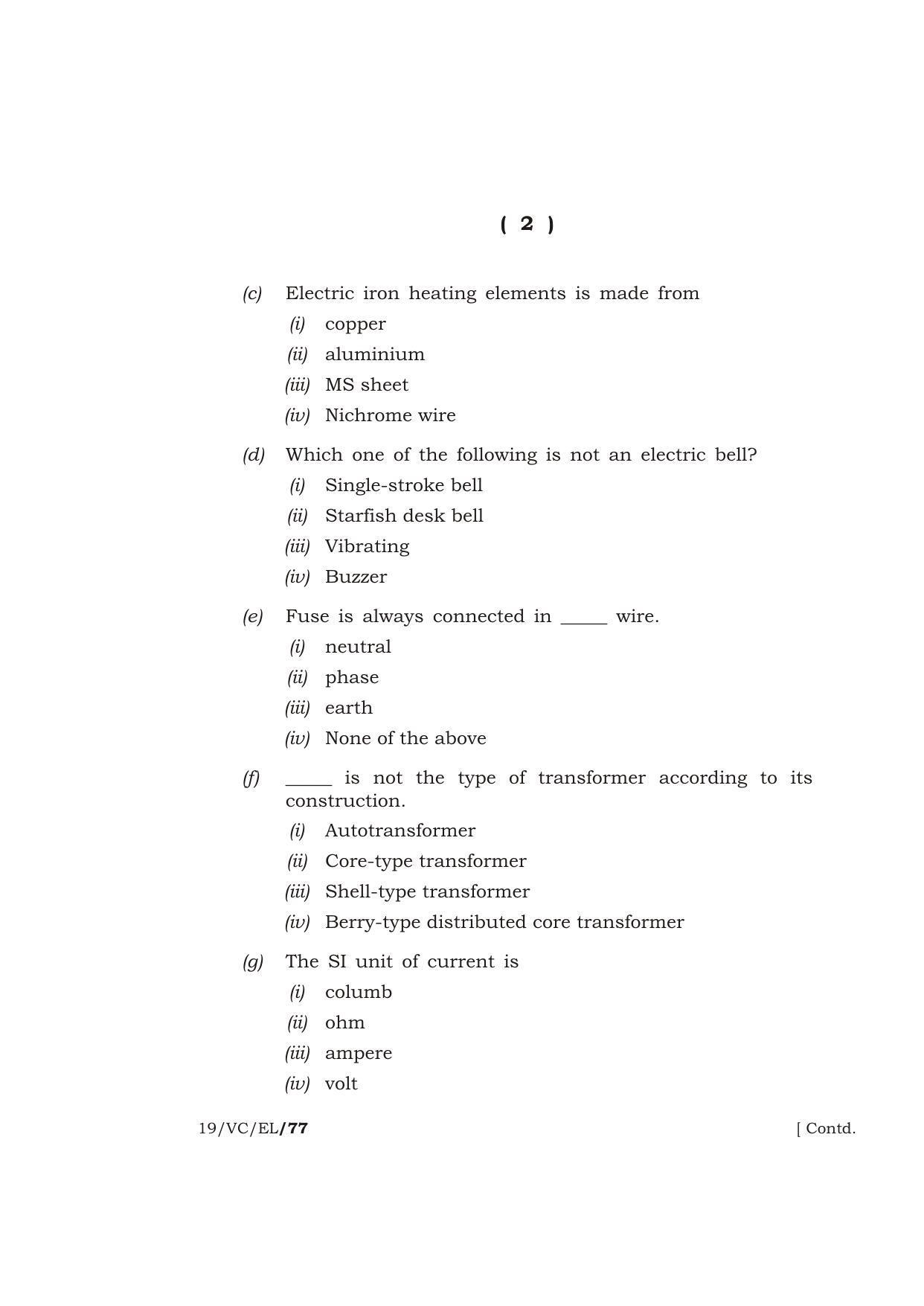Meghalaya Board (MBOSE) Class 12 ELECTRONICS ( Vocational Course ) 2019 Question Paper - Page 2