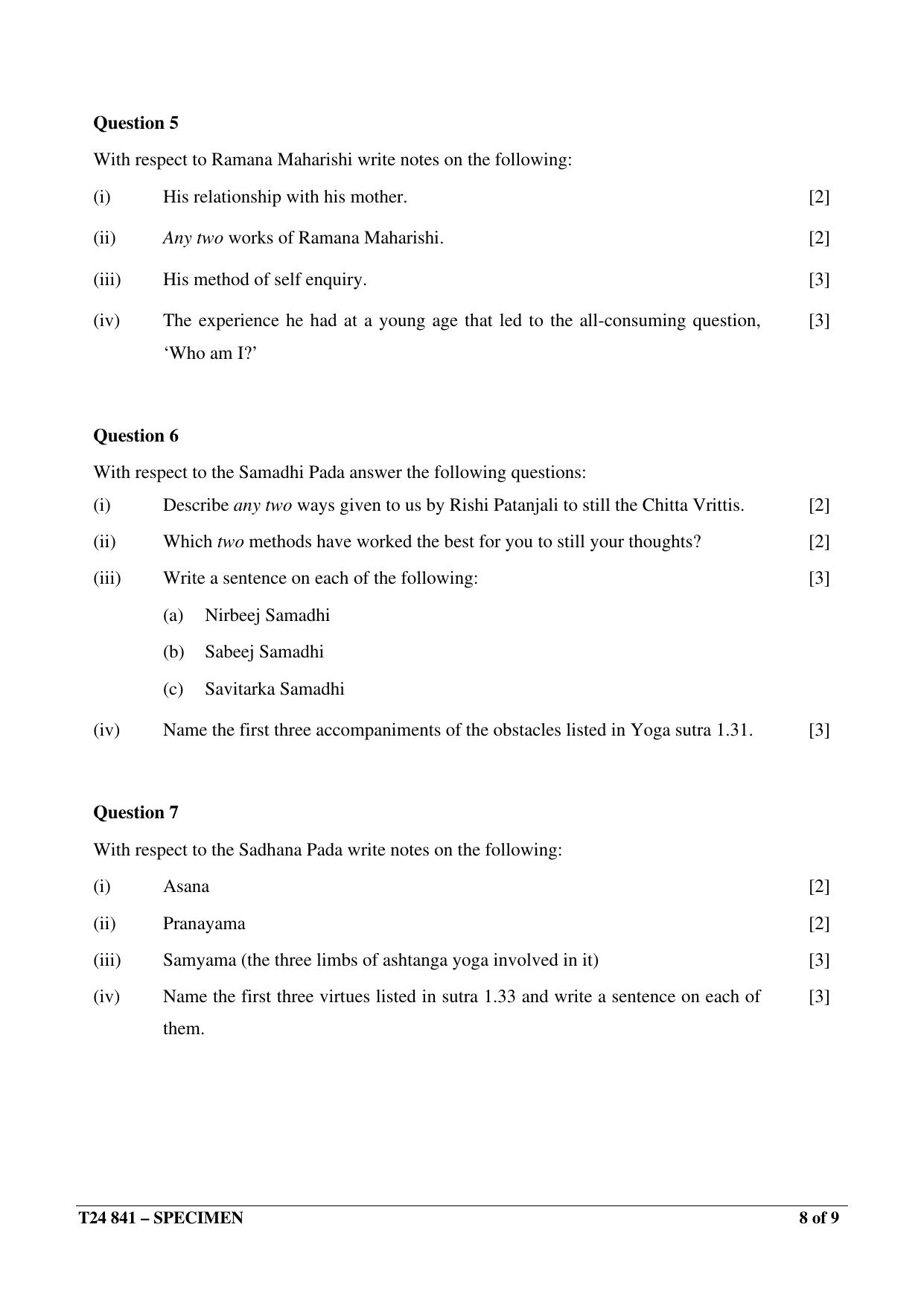 ICSE Class 10 2024 YOGA Sample Paper - Page 8