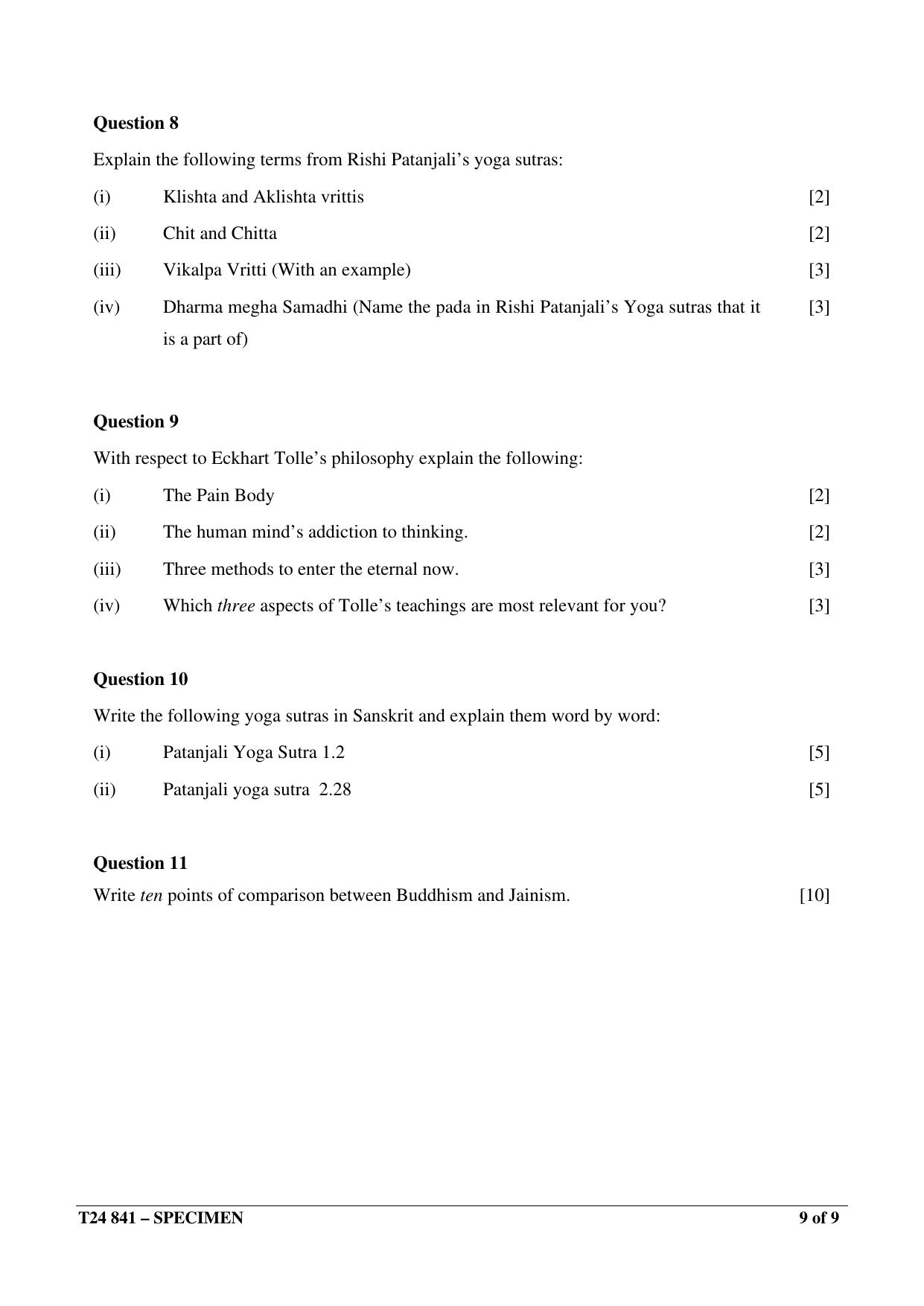 ICSE Class 10 2024 YOGA Sample Paper - Page 9