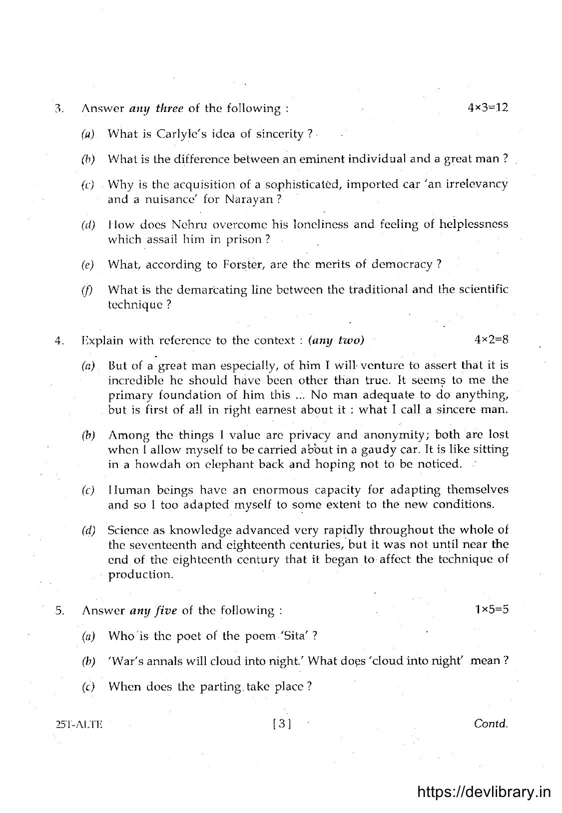 Assam HS 2nd Year Alternative English 2015 Question Paper - Page 3