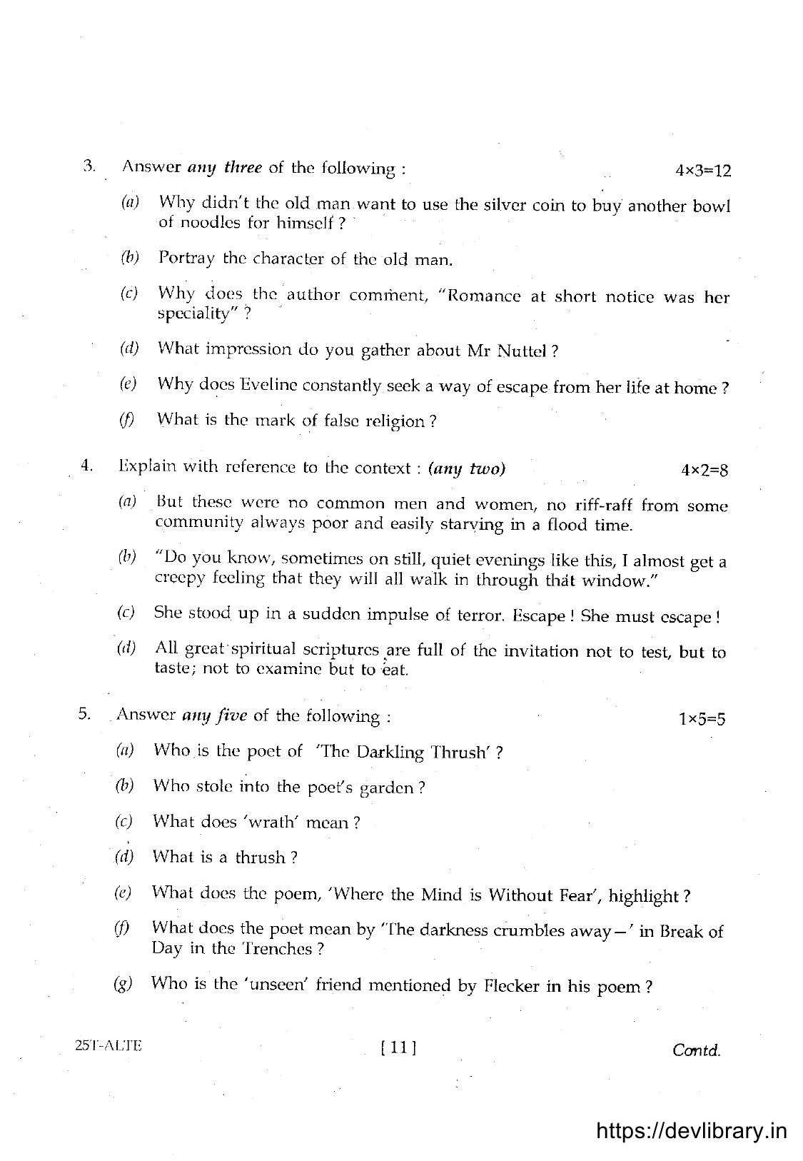 Assam HS 2nd Year Alternative English 2015 Question Paper - Page 11