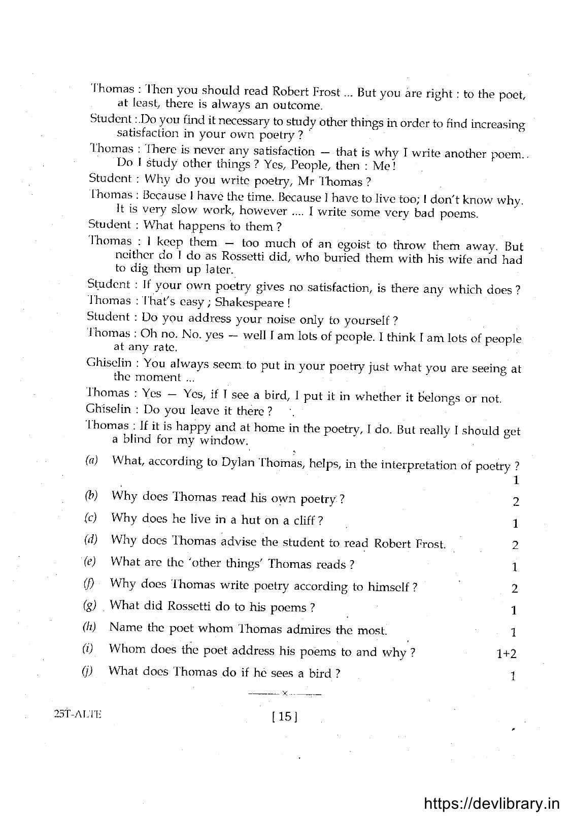 Assam HS 2nd Year Alternative English 2015 Question Paper - Page 15