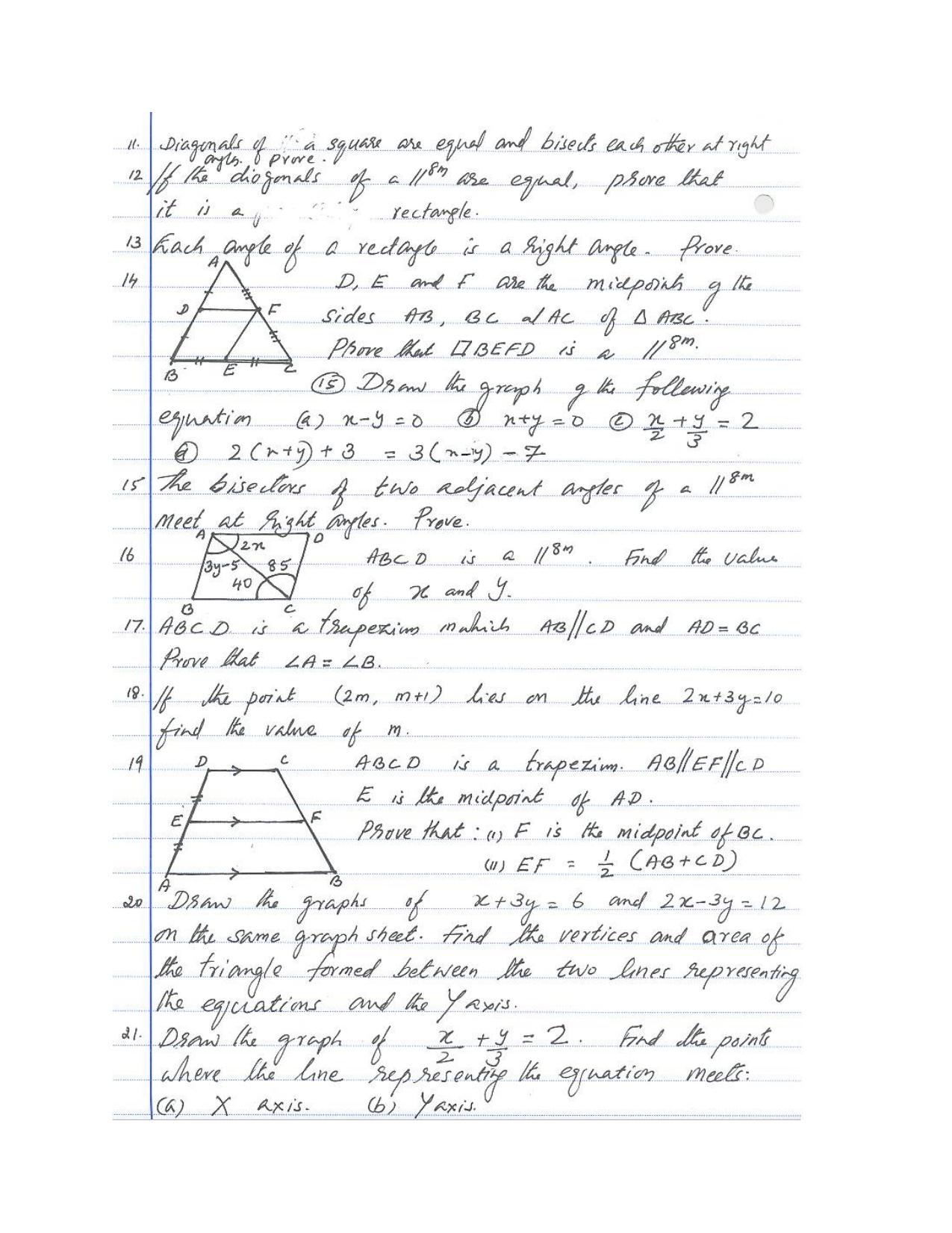 CBSE Worksheets for Class 9 Mathematics Quadrilaterals Assignment 2 - Page 2