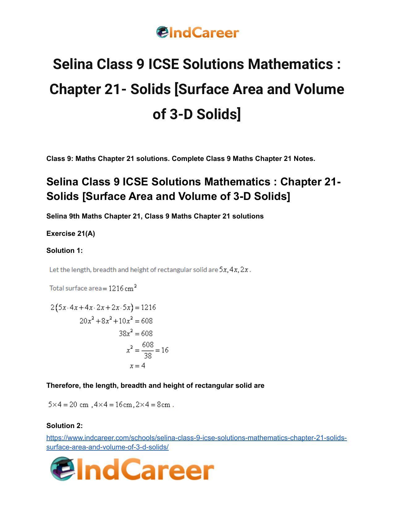 Selina Class 9 ICSE Solutions Mathematics : Chapter 22- Trigonometrical Ratios - Page 2