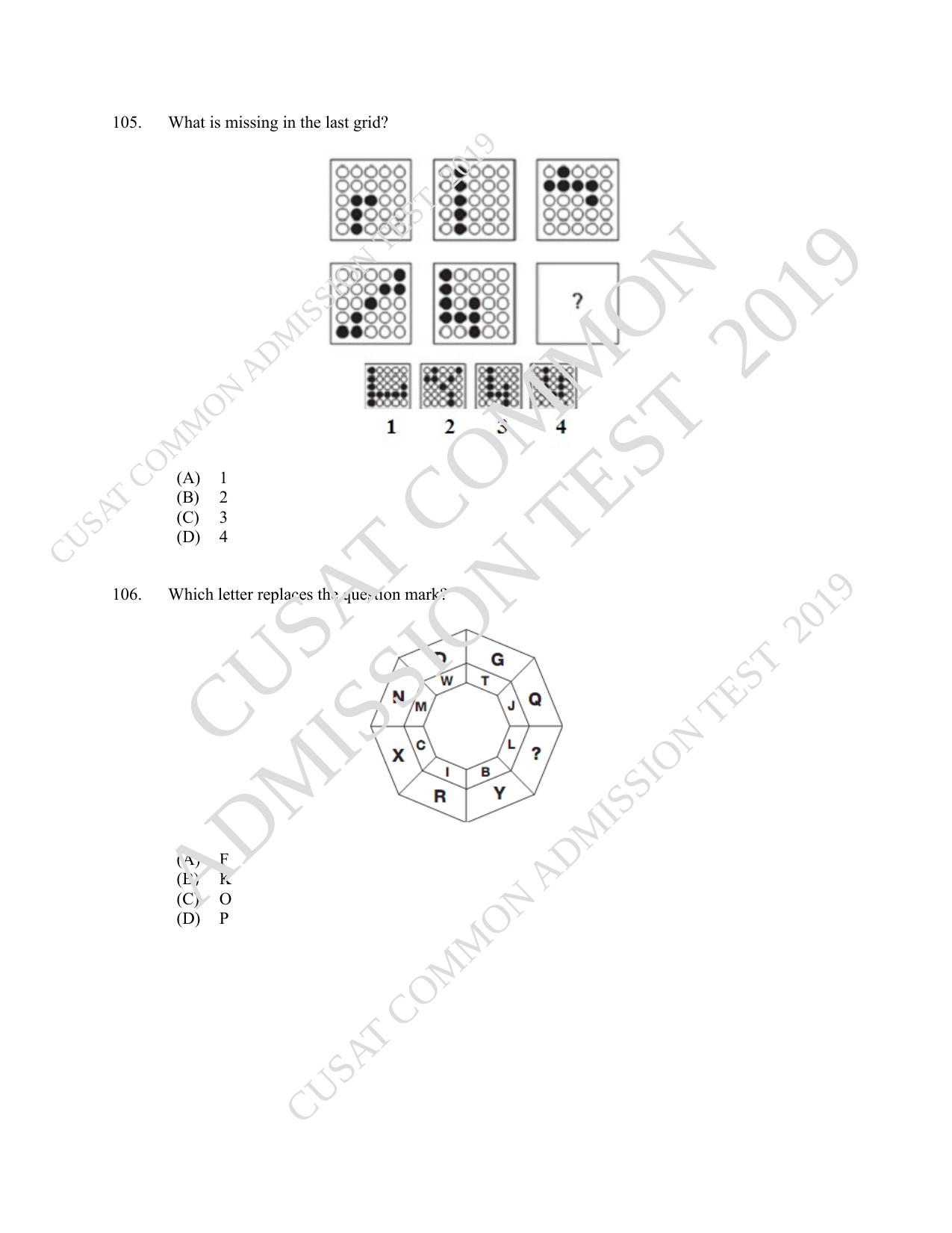 CUSAT CAT 2019 MCA Let Question Paper With Answer Key - Page 26