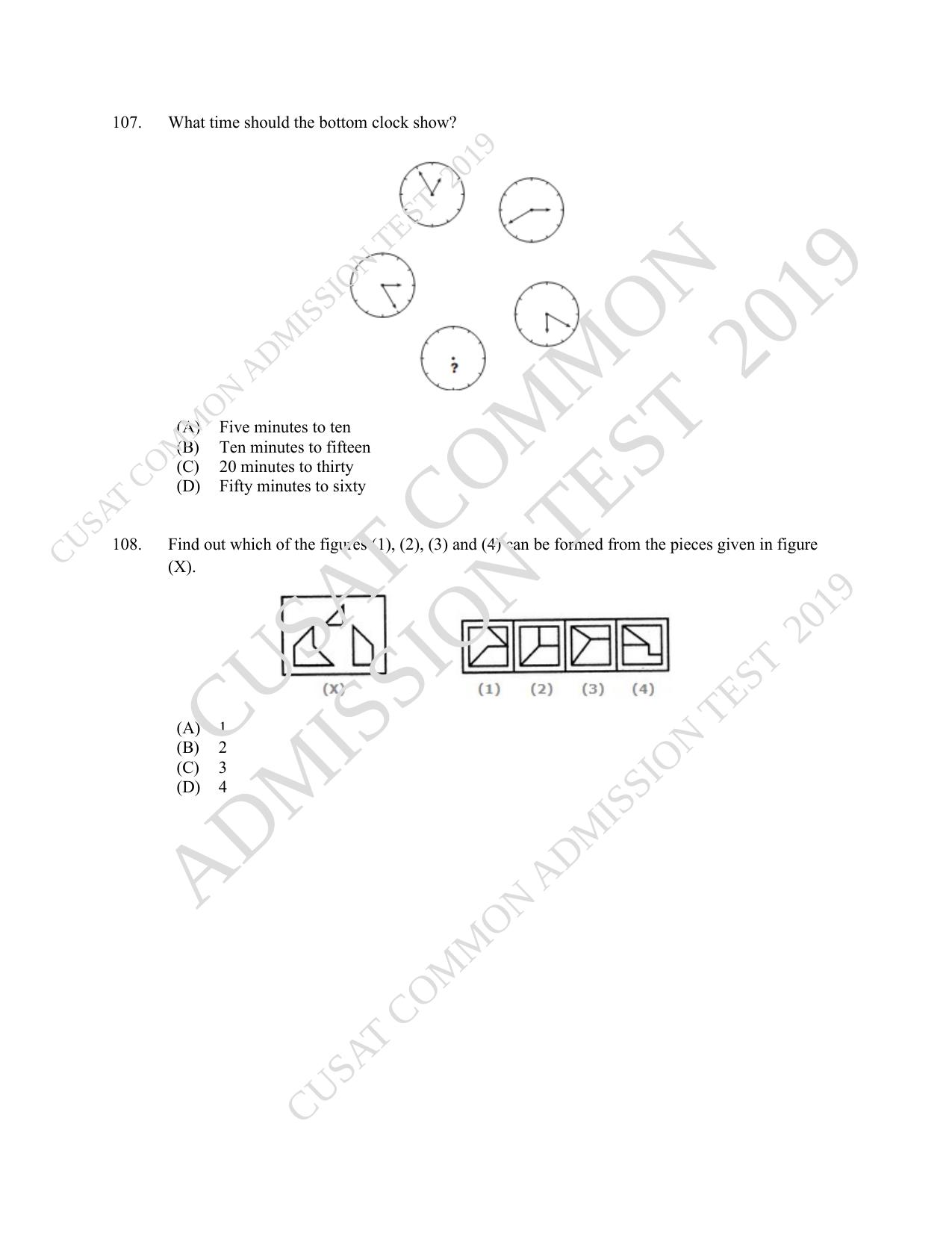 CUSAT CAT 2019 MCA Let Question Paper With Answer Key - Page 27
