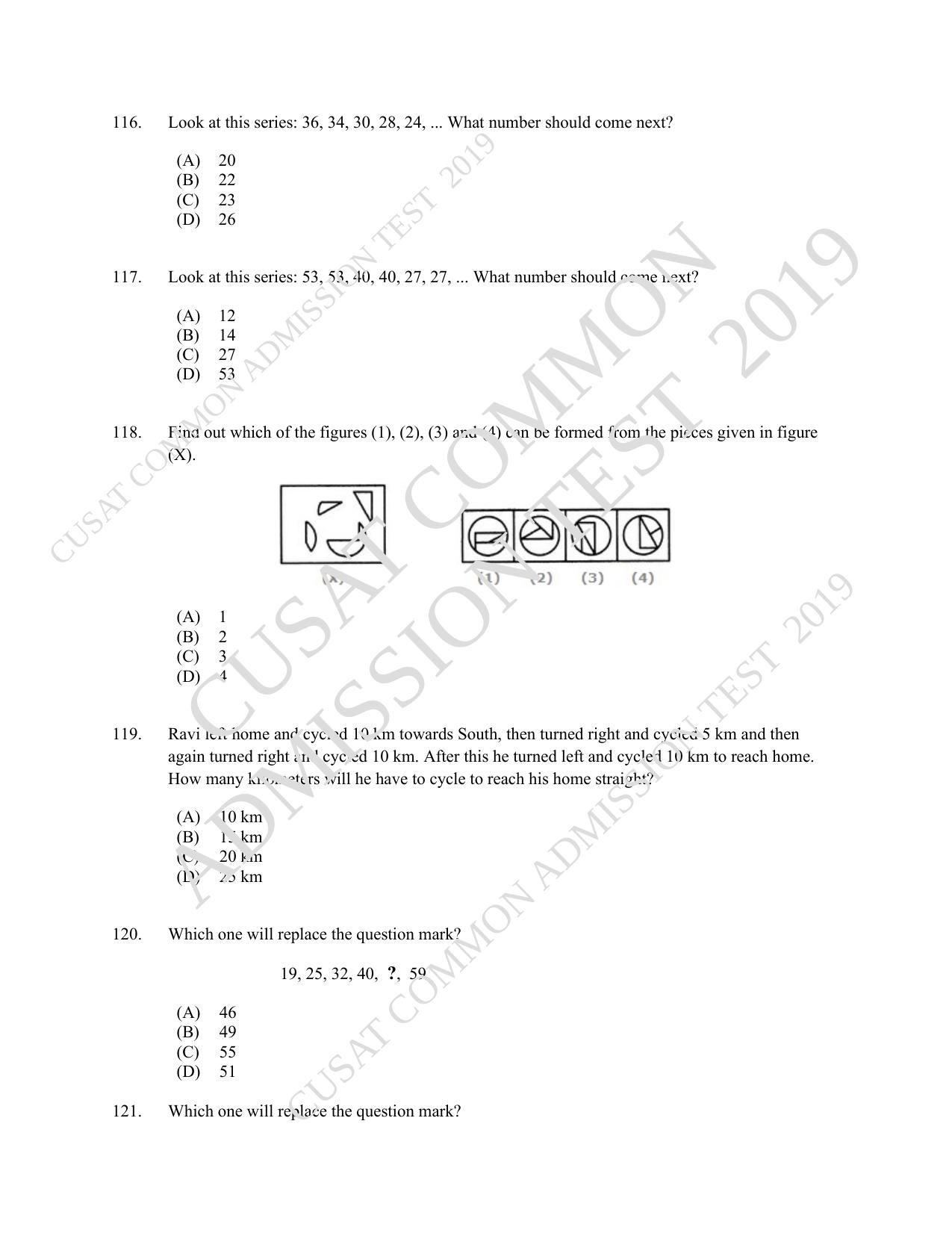 CUSAT CAT 2019 MCA Let Question Paper With Answer Key - Page 30