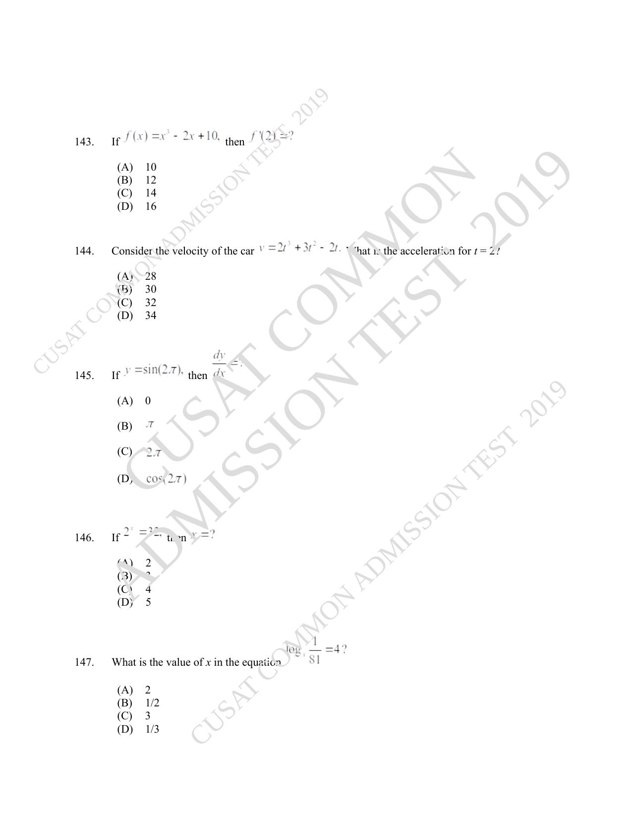 CUSAT CAT 2019 MCA Let Question Paper With Answer Key - Page 36