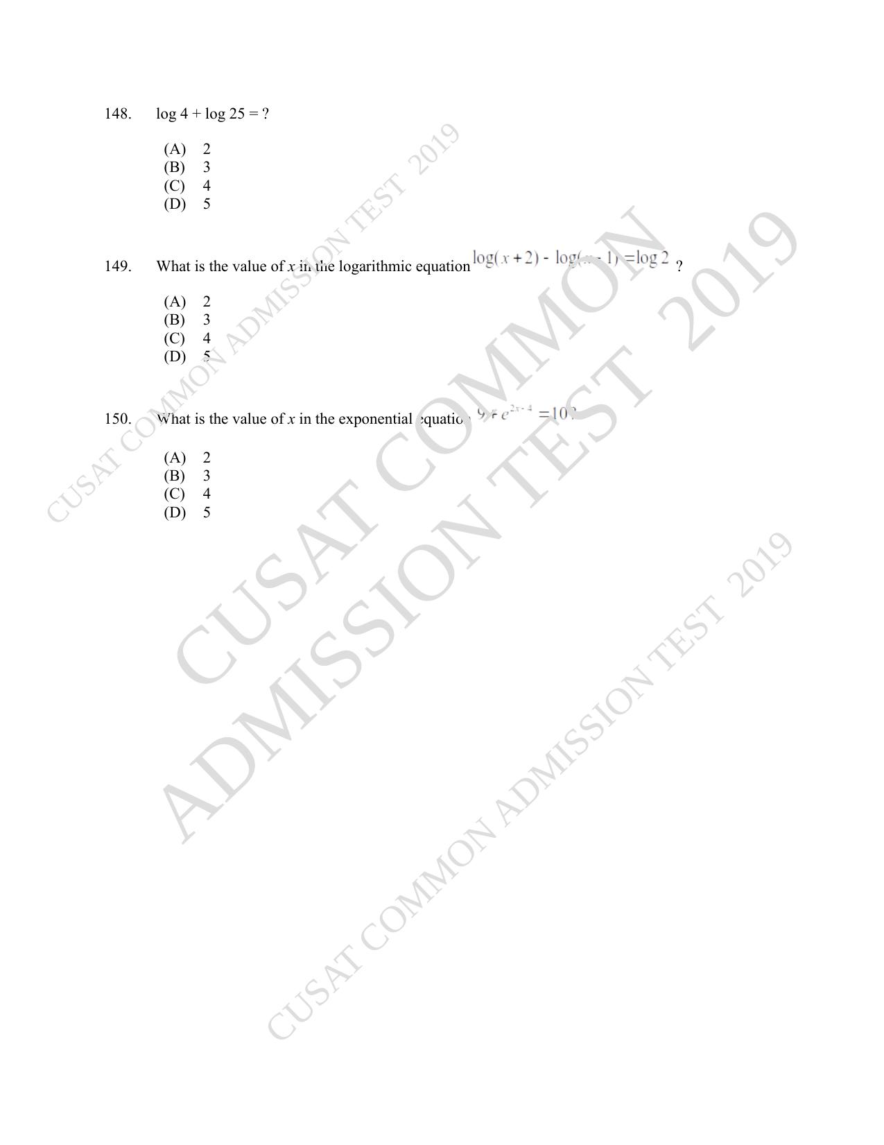 CUSAT CAT 2019 MCA Let Question Paper With Answer Key - Page 38
